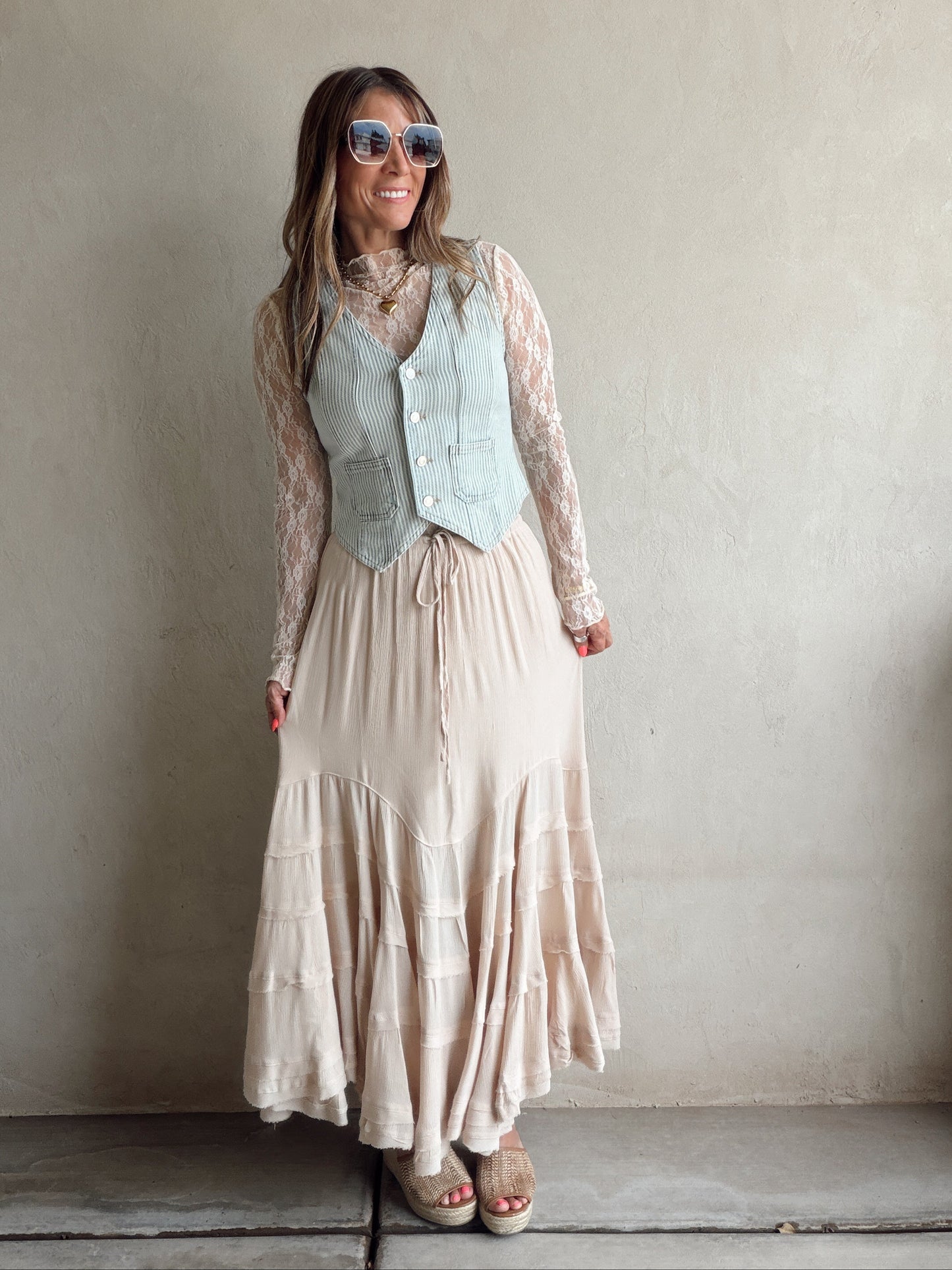 Ally Vest in Denim Stripe