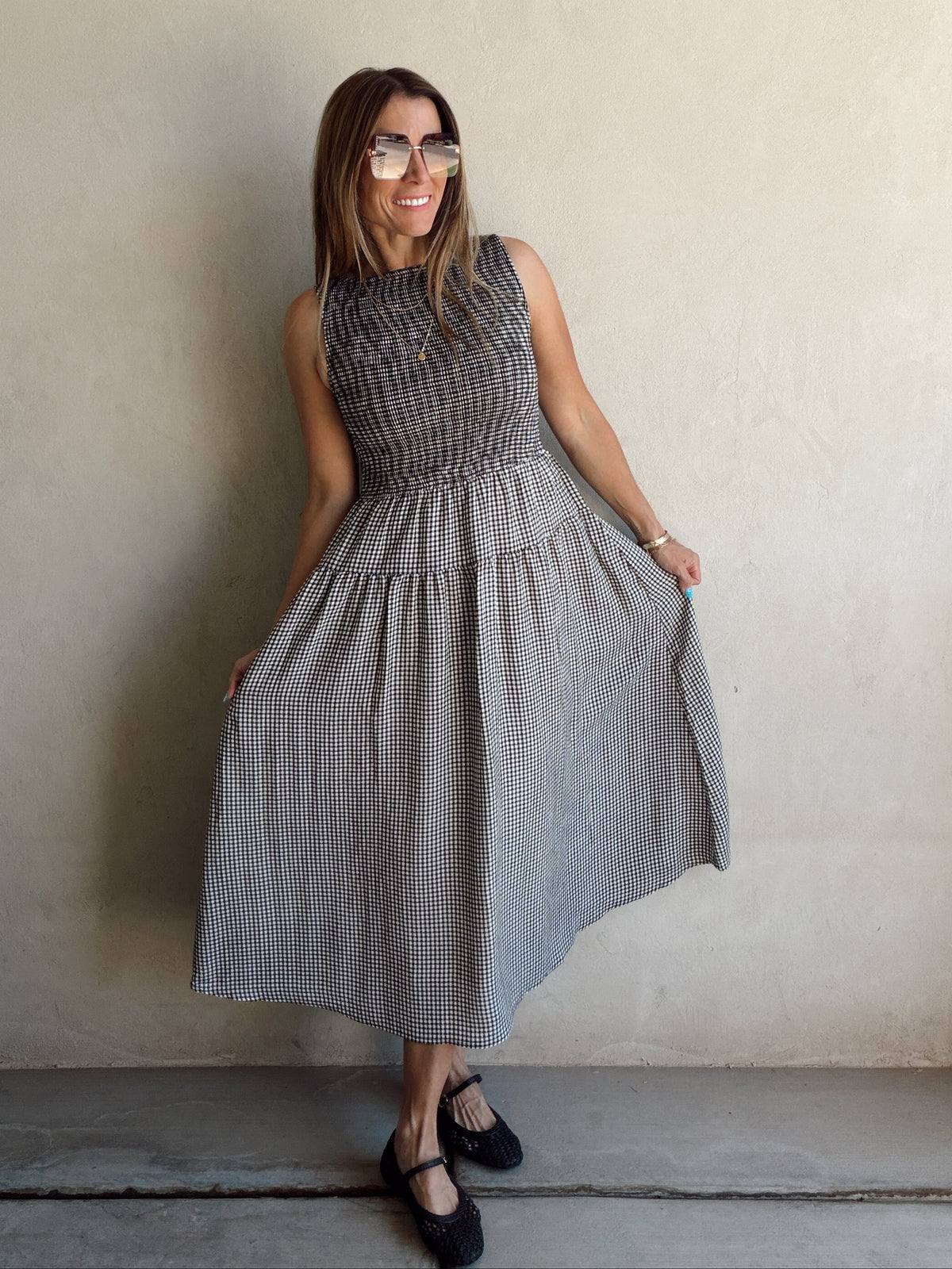 Denise Dress in Gingham Dress in Black & White