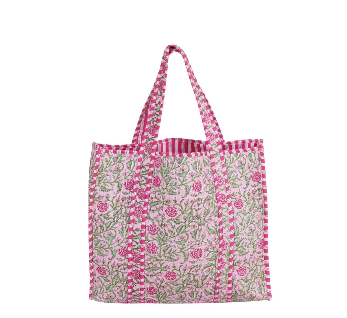 PREORDER | Mindee Quilted Bag – Pink, Light Pink & Green | Ships Mid-October