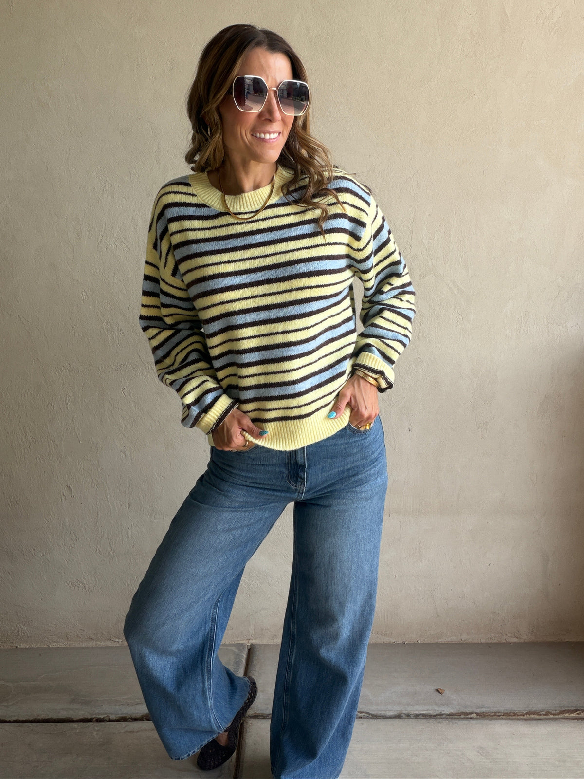 Beth Striped Sweater in Yellow