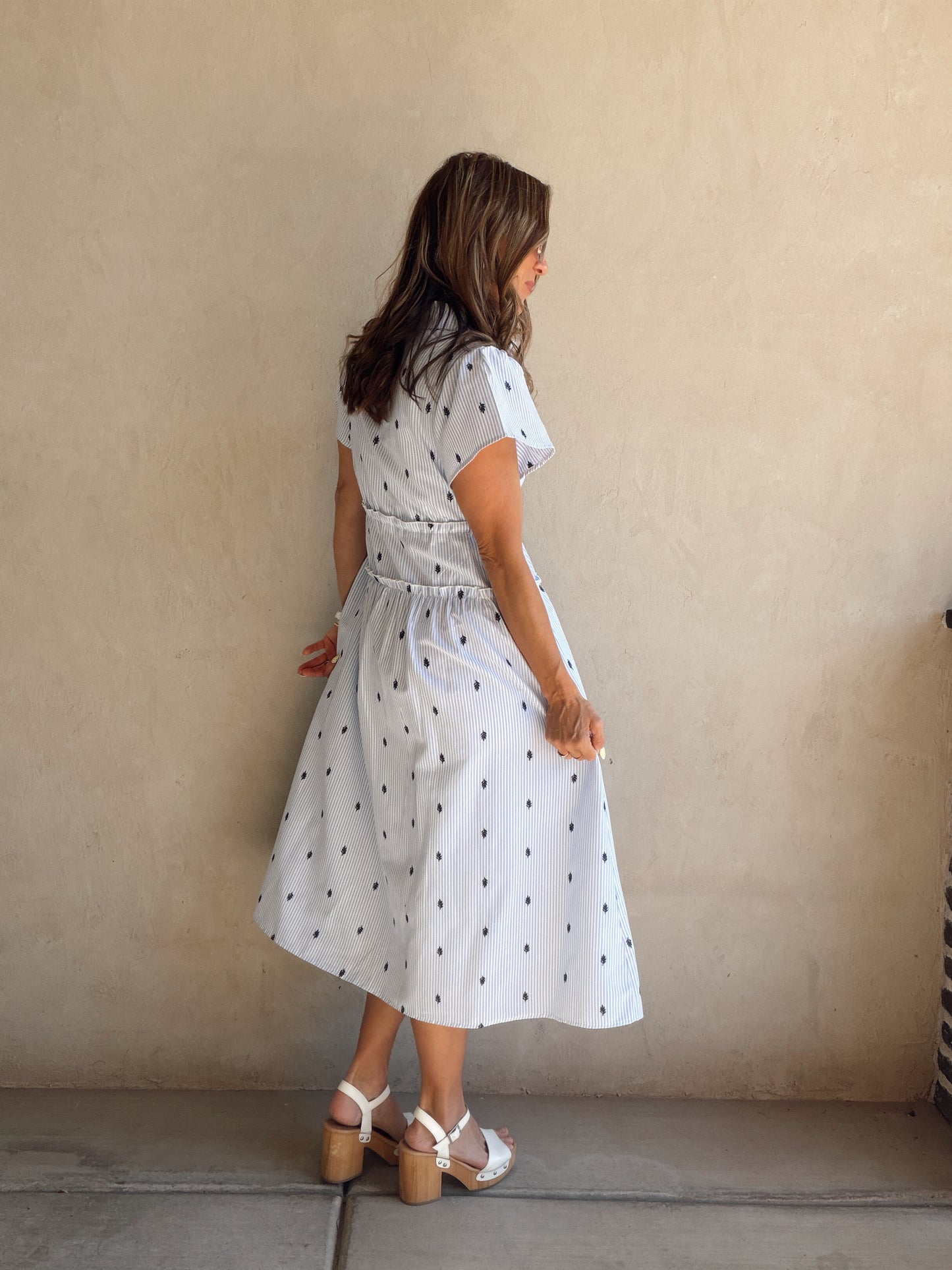Leila Striped Dress in Blue & White