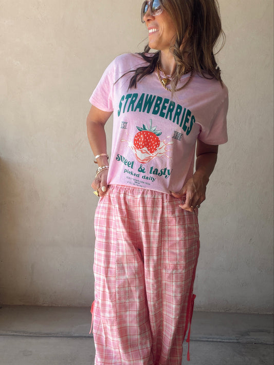 Channing Strawberries Tee in Pink