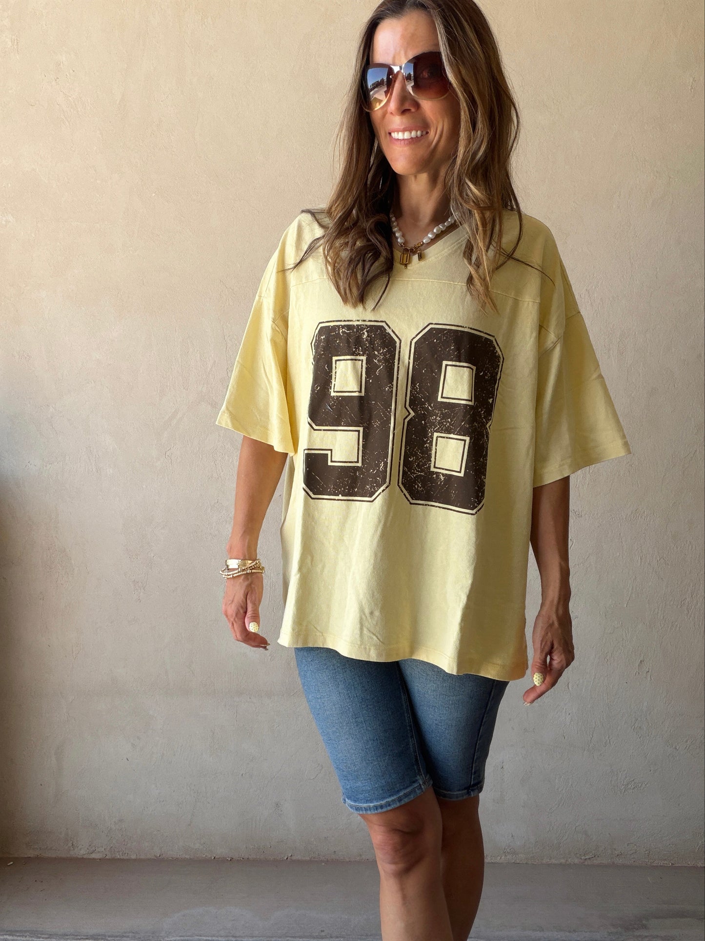 98 Oversized Varsity Tee in Mineral Wash Yellow