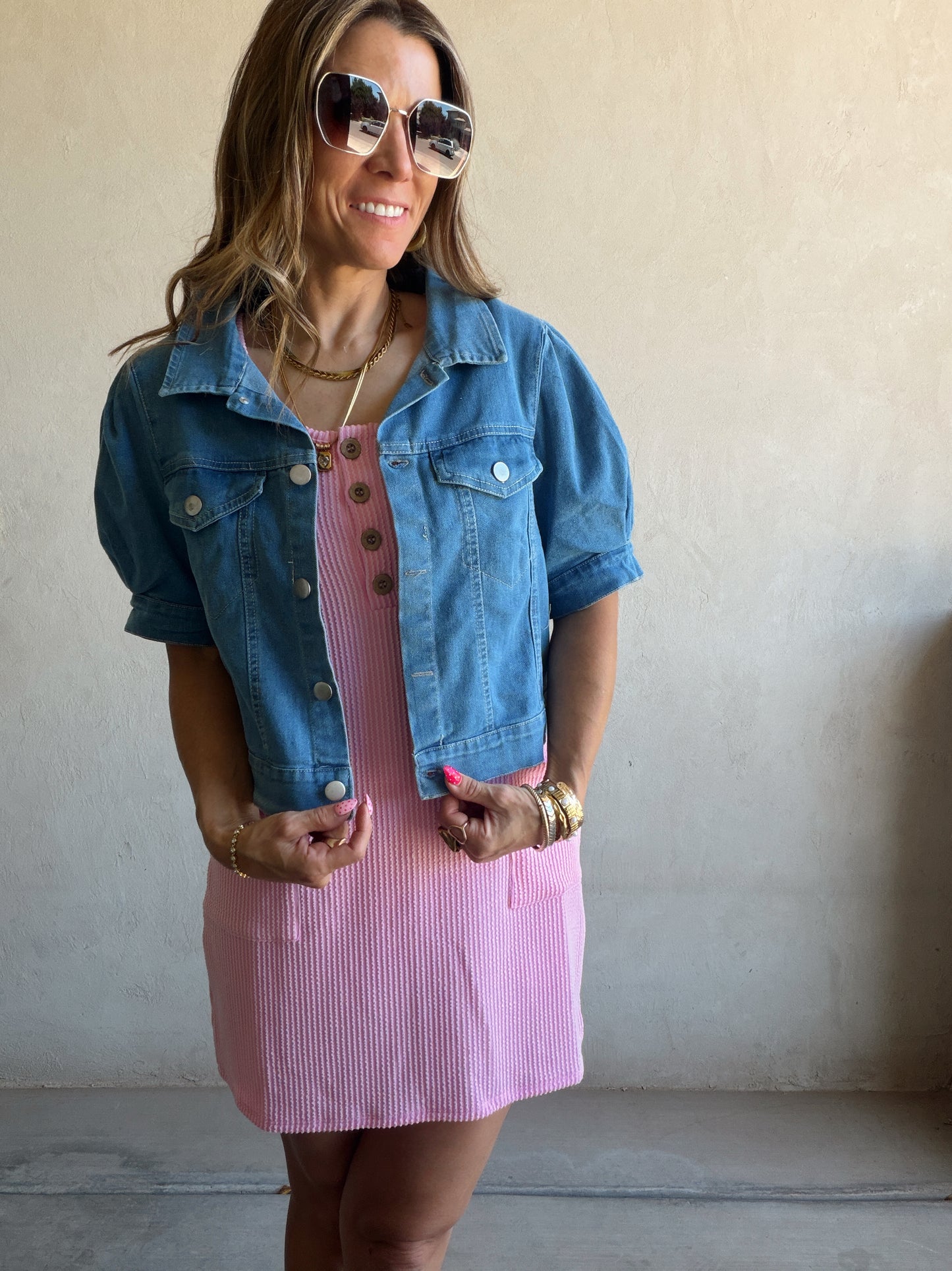 Cassie Cropped Medium Wash Denim Jacket