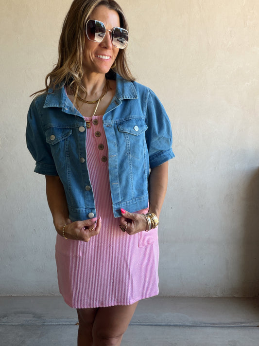 Cassie Cropped Medium Wash Denim Jacket