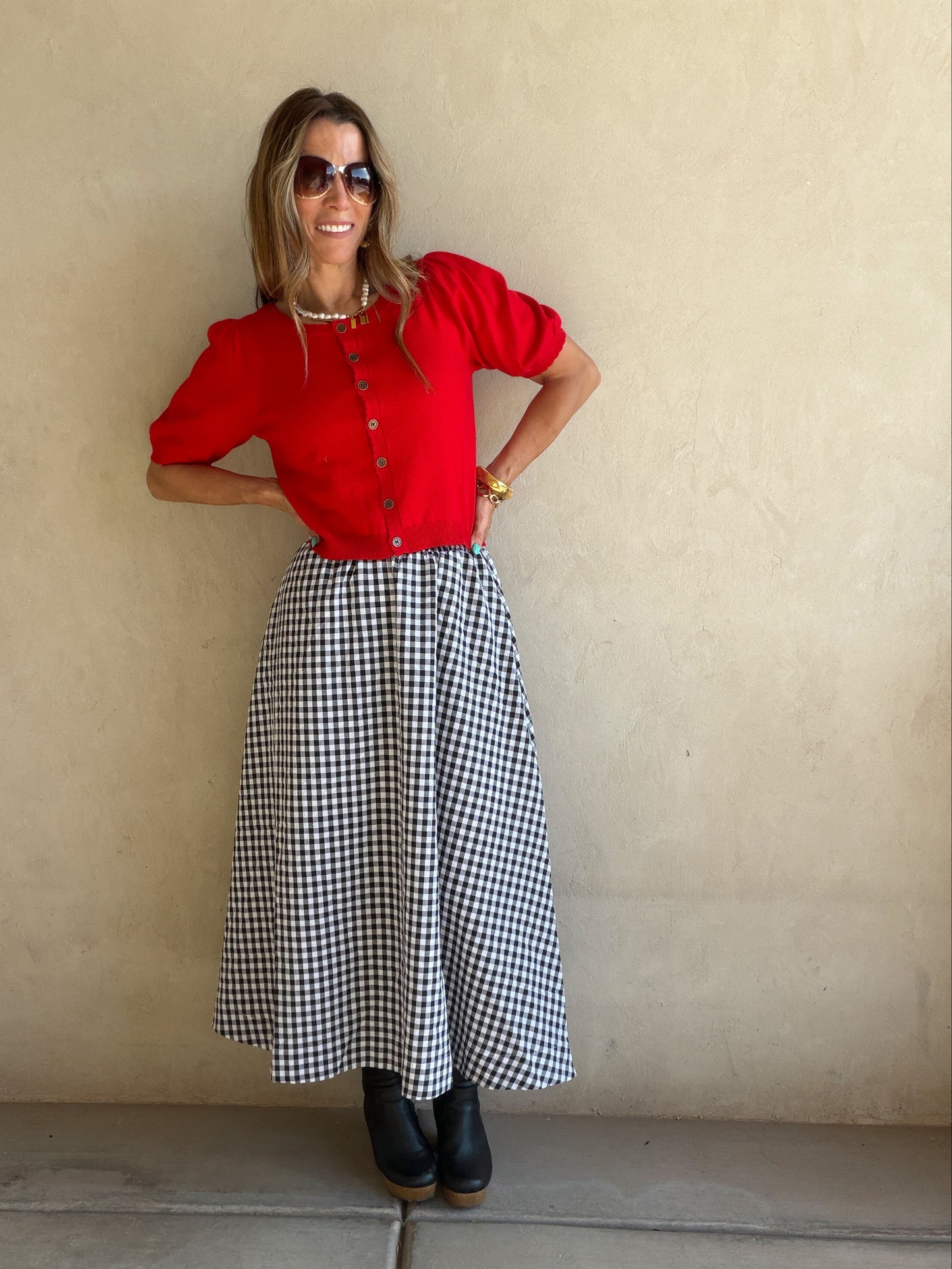 Gingham Skirt in Black & White