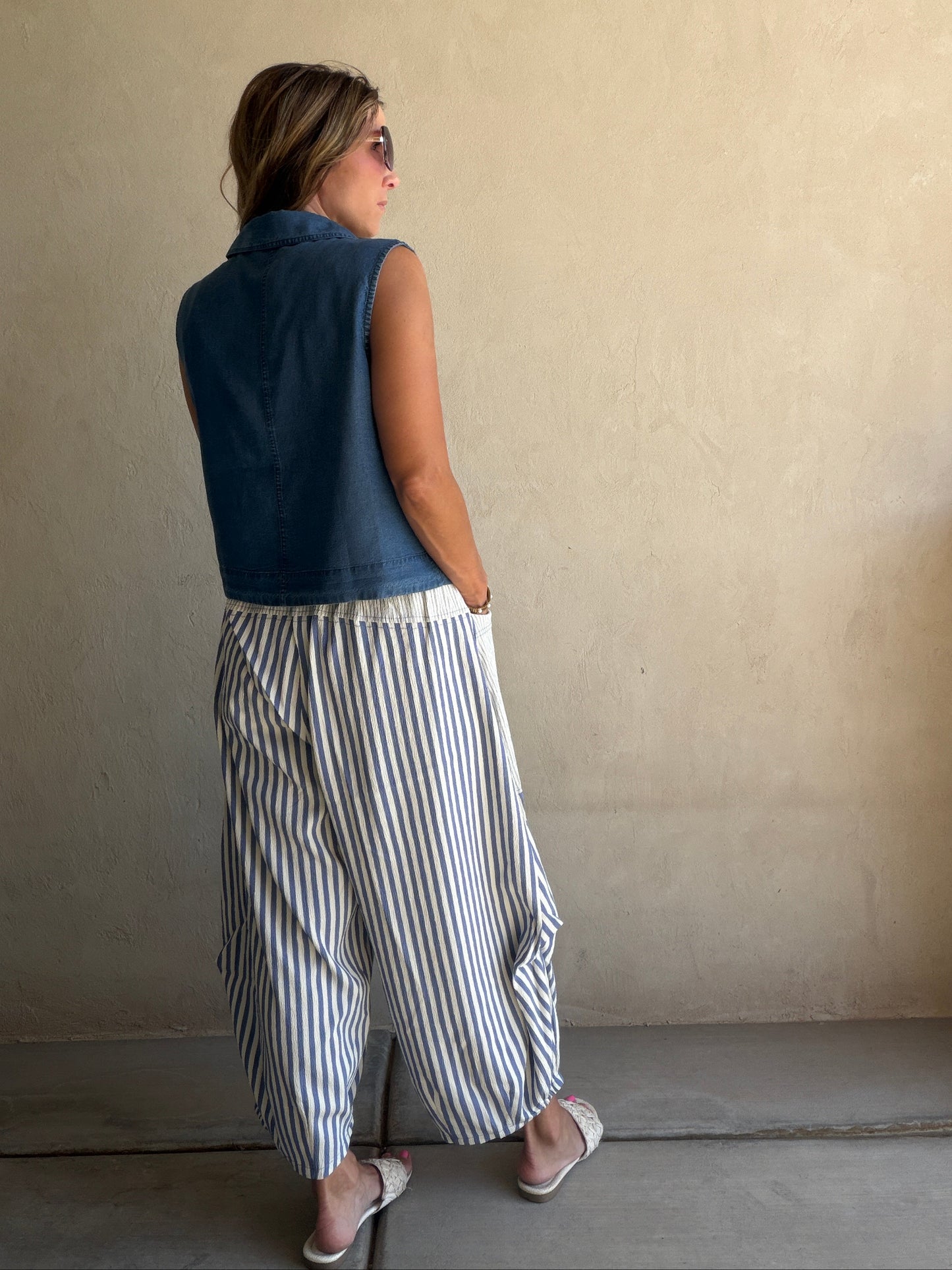 Courtney Collared Top in Dark Denim