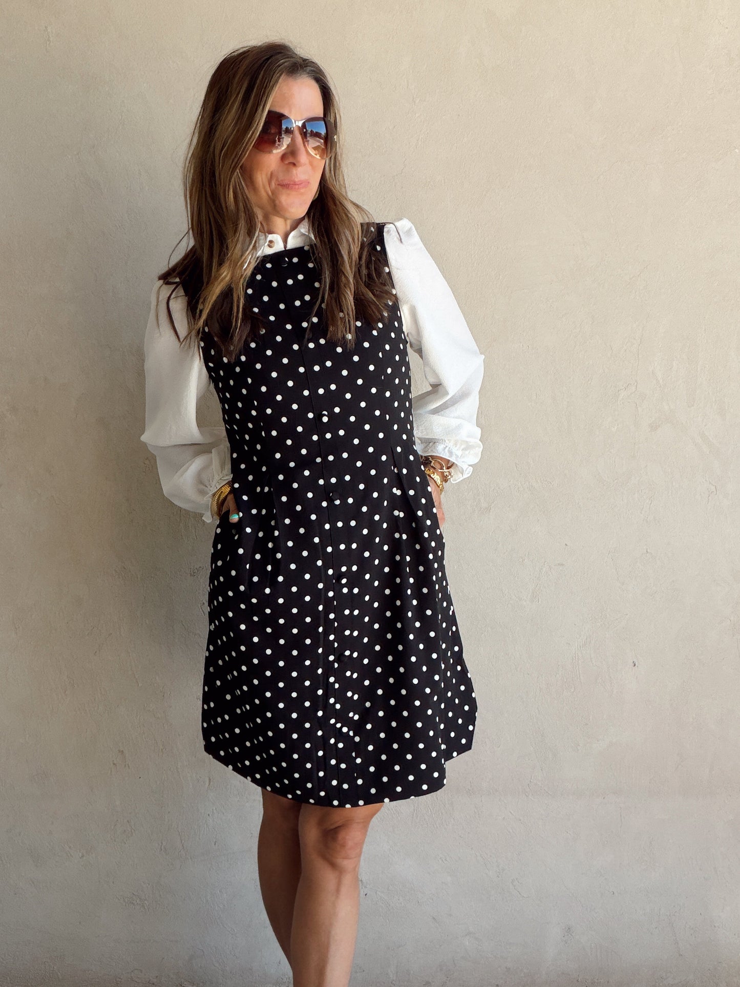 Keelee Polka Dot Dress in Black & White