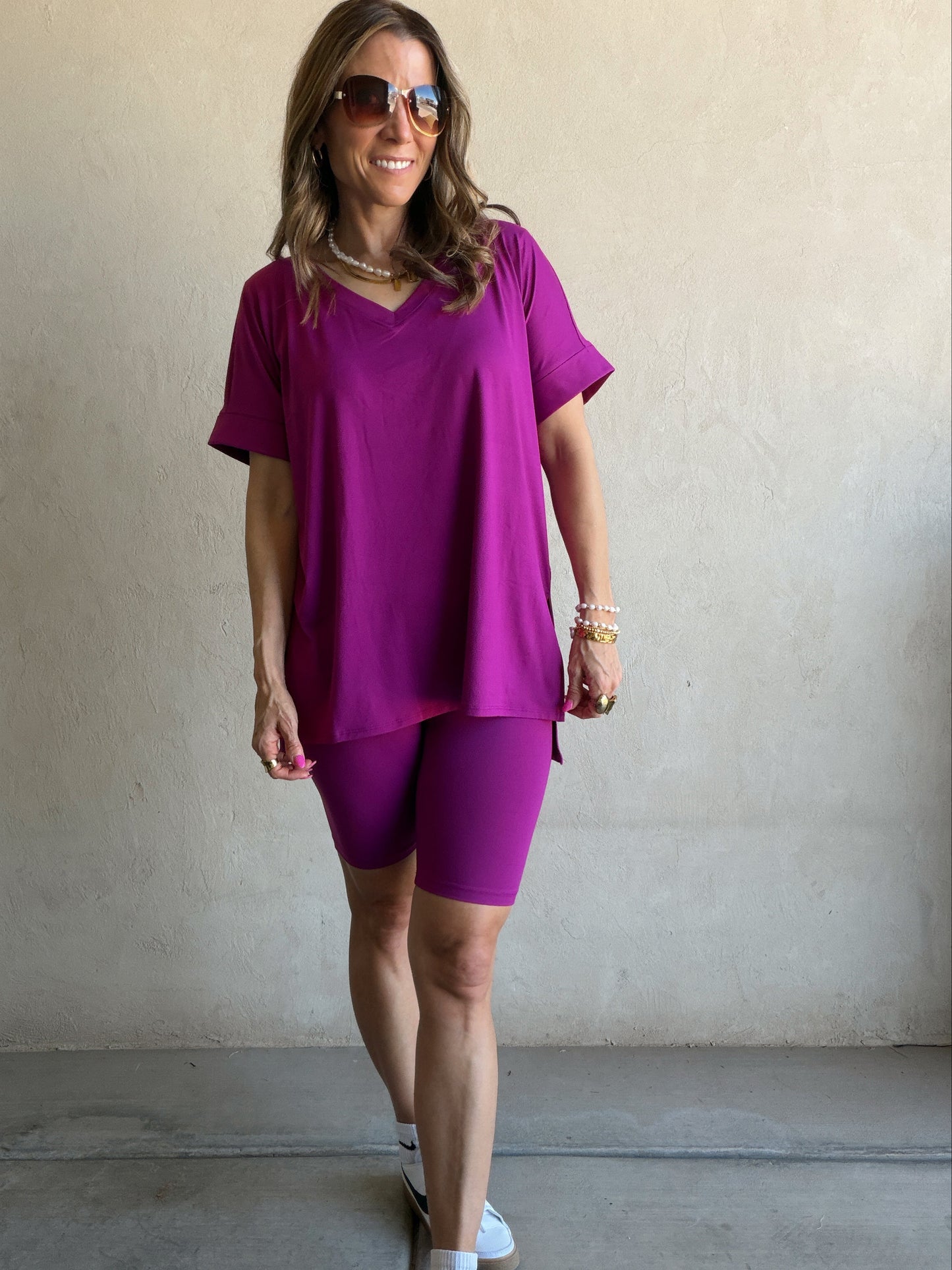 Jillian Heavenly Biker Set in Dark Magenta