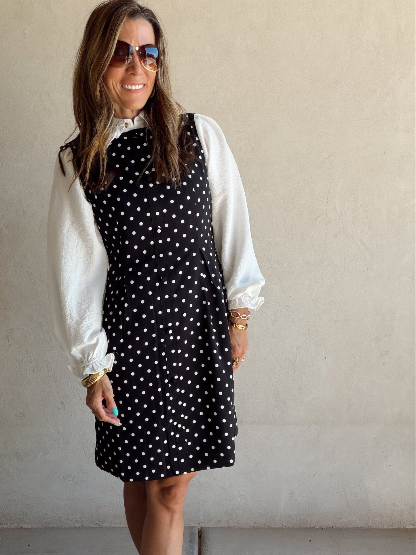 Keelee Polka Dot Dress in Black & White