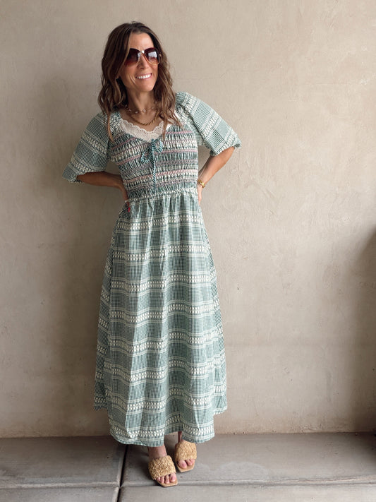 Liliana Dress in Green Check