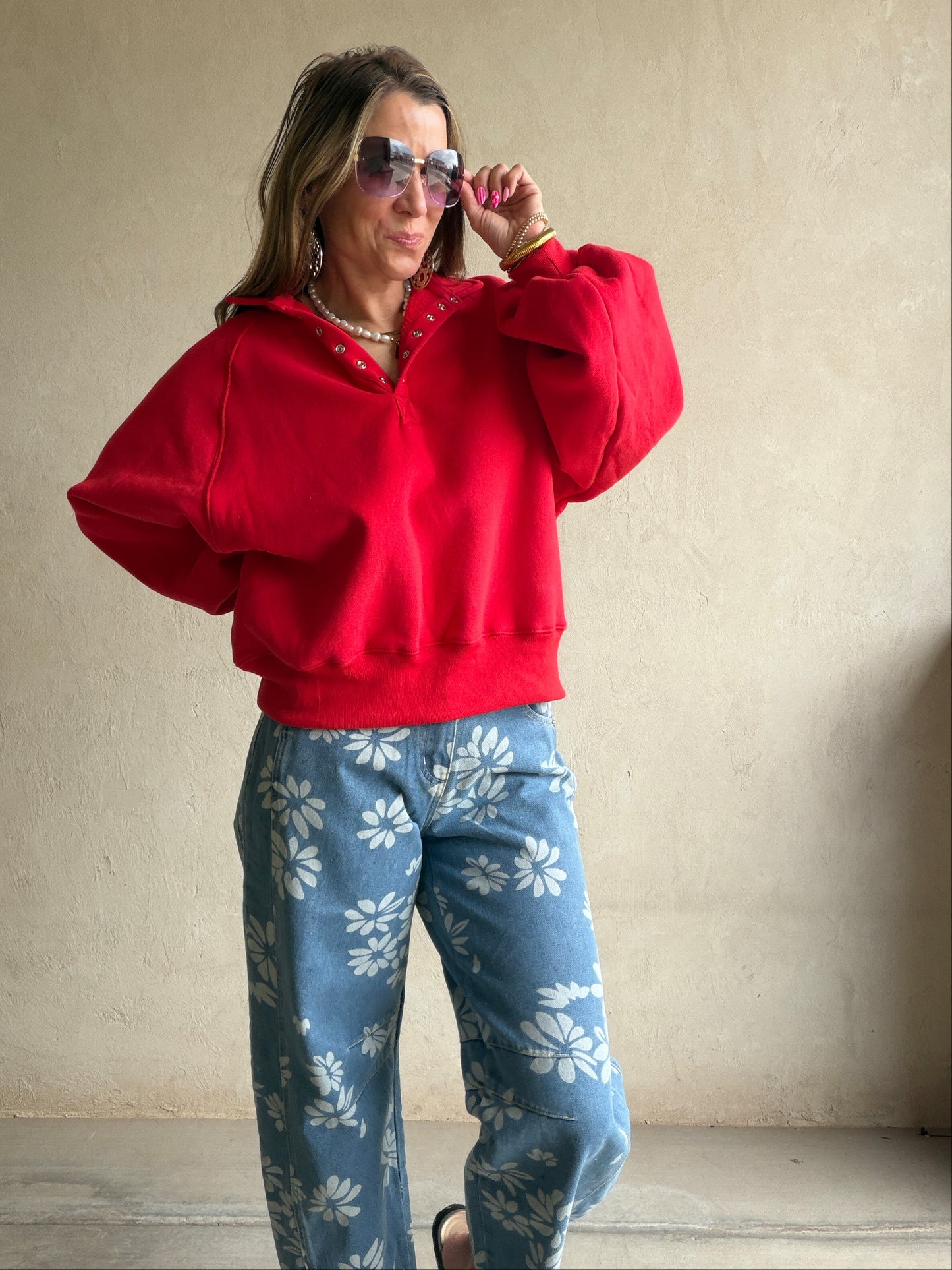 Kaylani Sweatshirt in Red