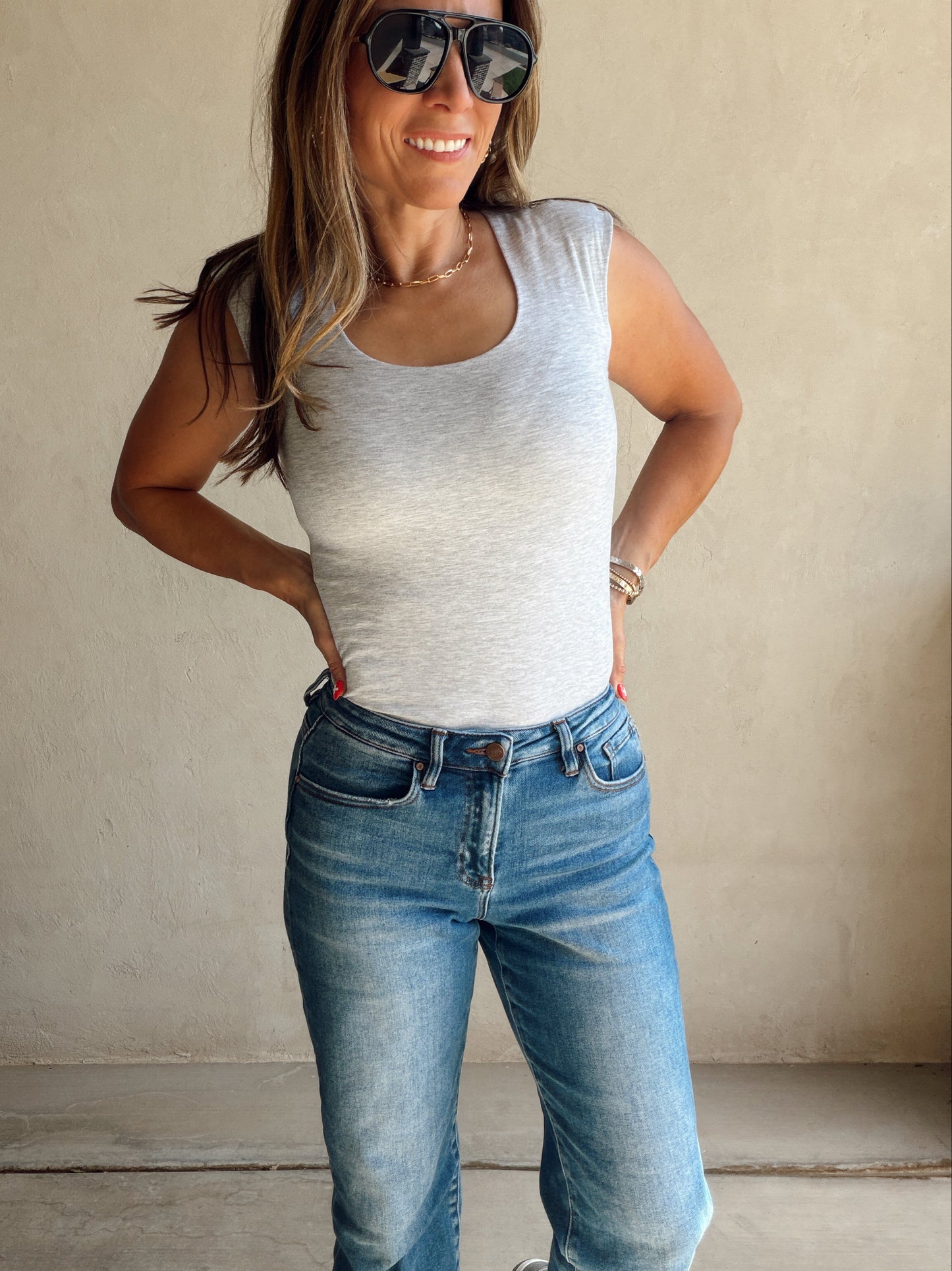 Talia Scoop Neck Tank in Heather Gray