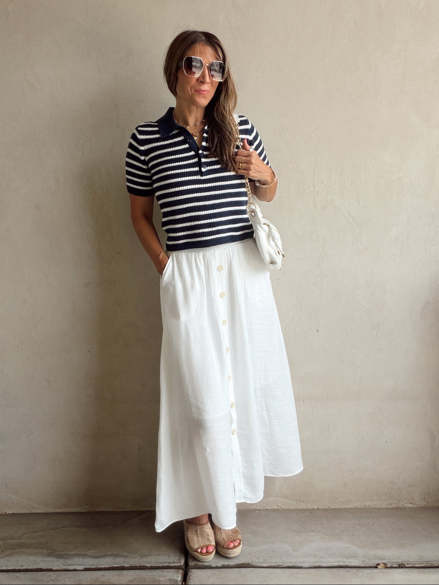 Kynlee Skirt in Linen White