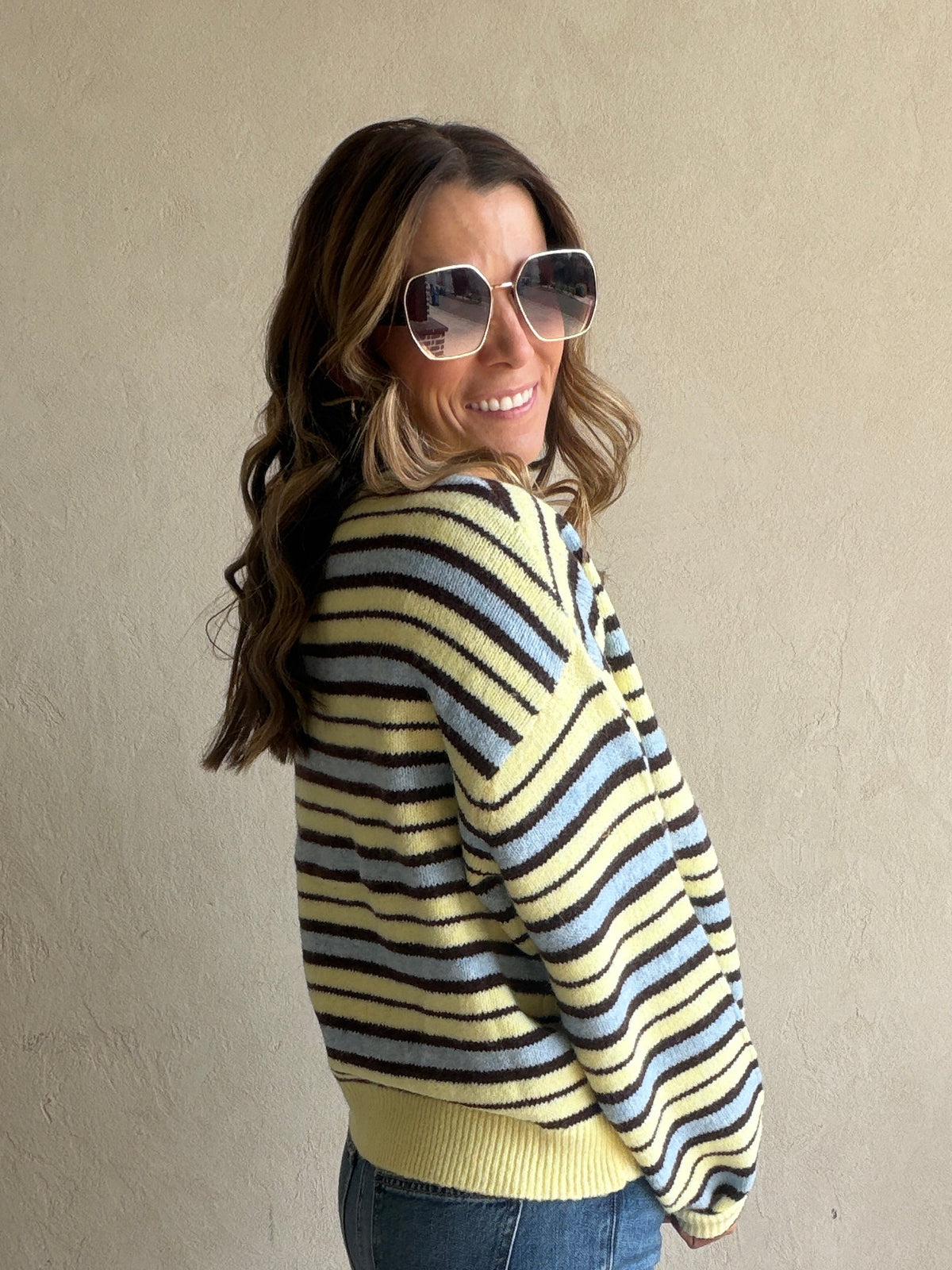 Beth Striped Sweater in Yellow