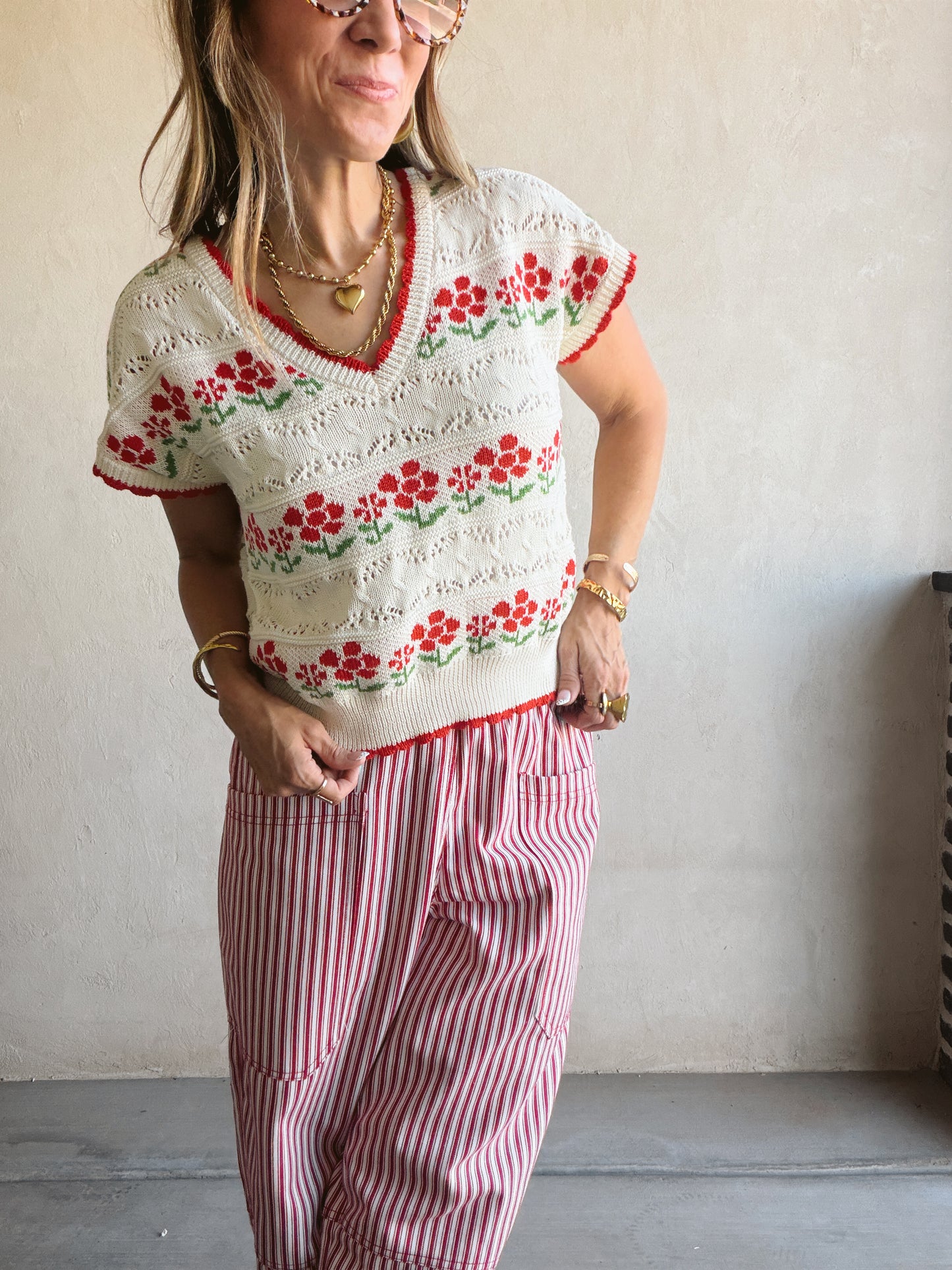 Kendall Floral Top in Cream Floral