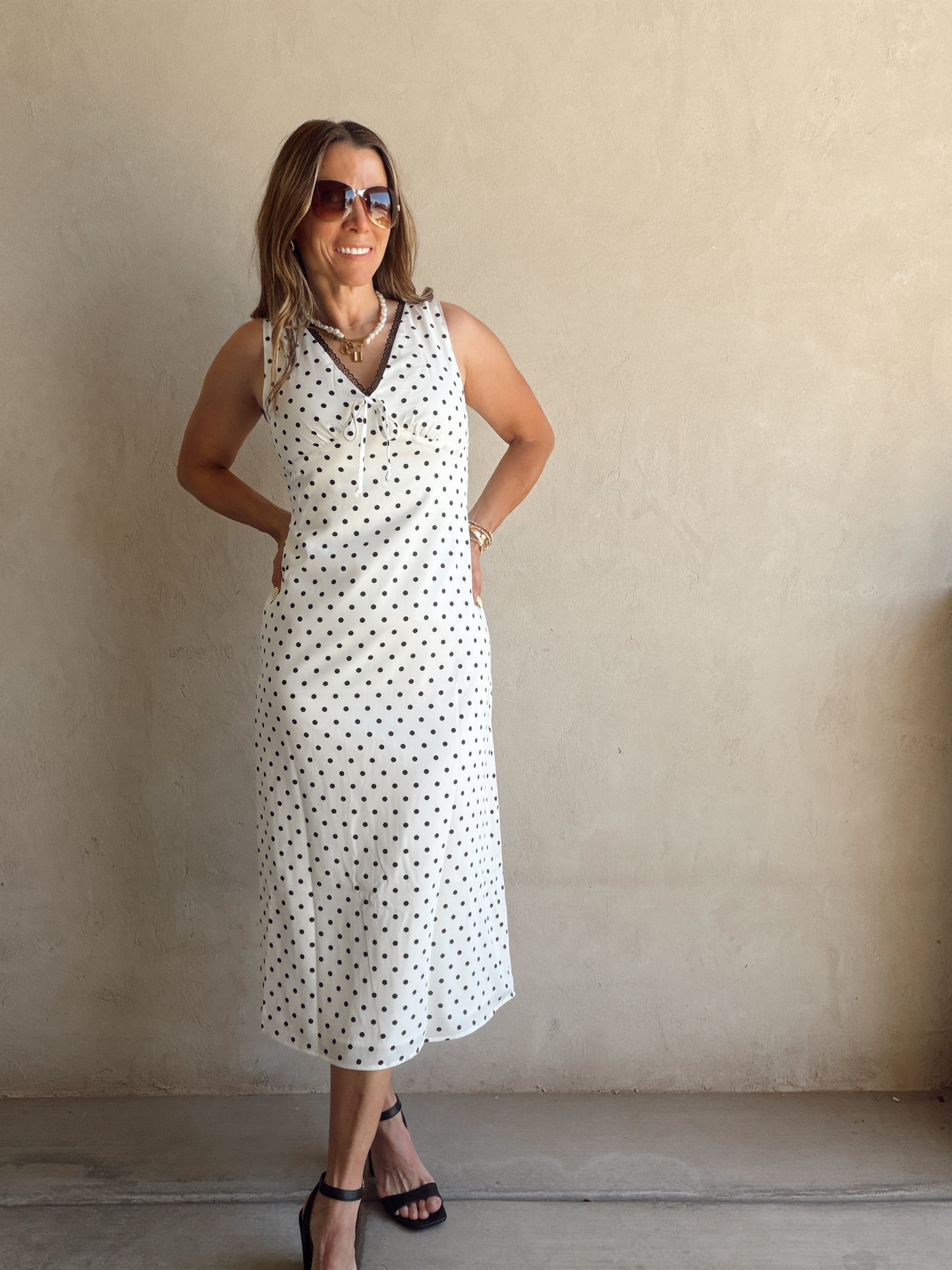 Percy Polka Dot Dress in Ivory