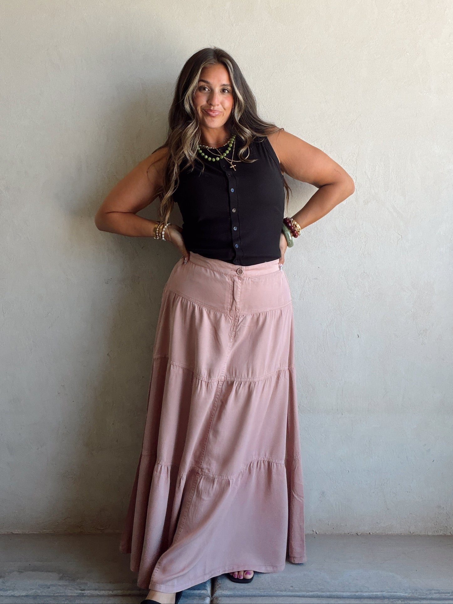 Bella Tiered Skirt in Mauve