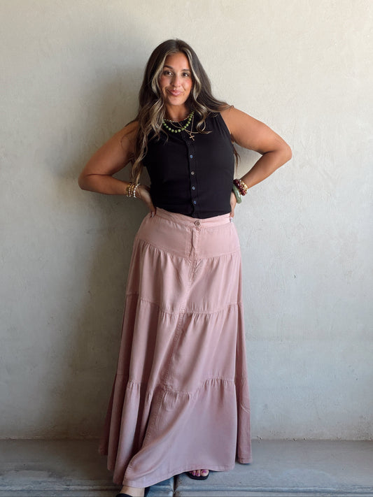 Bella Tiered Skirt in Mauve