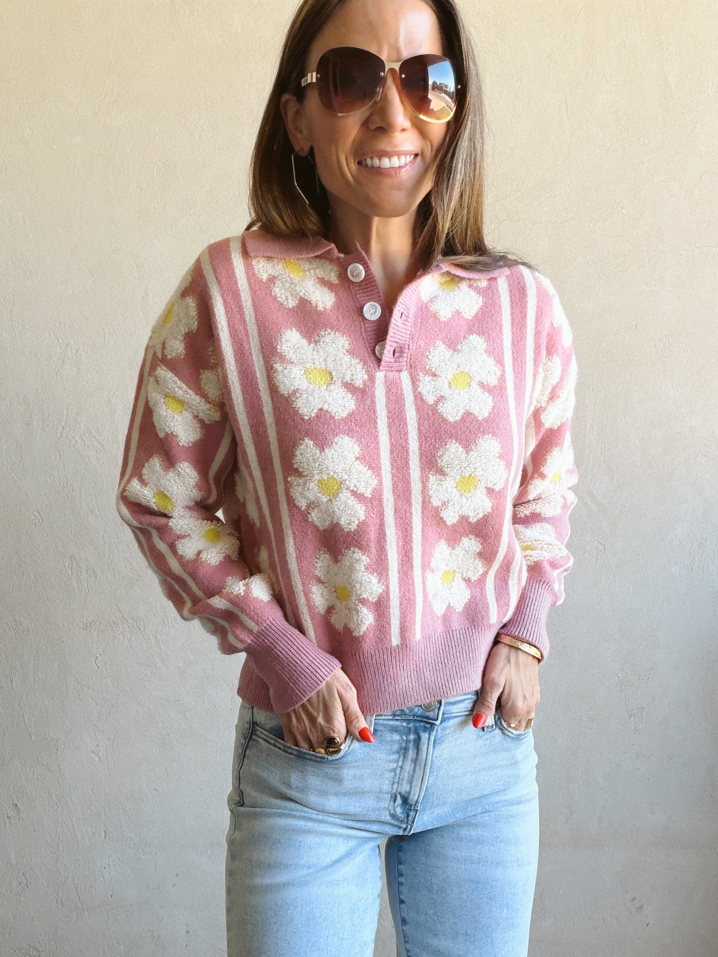 Shiloh Floral Sweater in Mauve