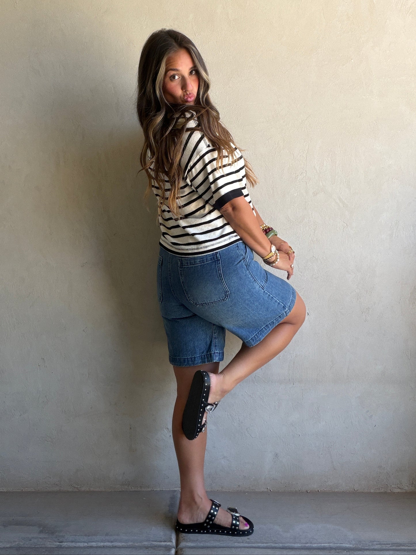 Jade Bermuda Shorts in Dark Denim