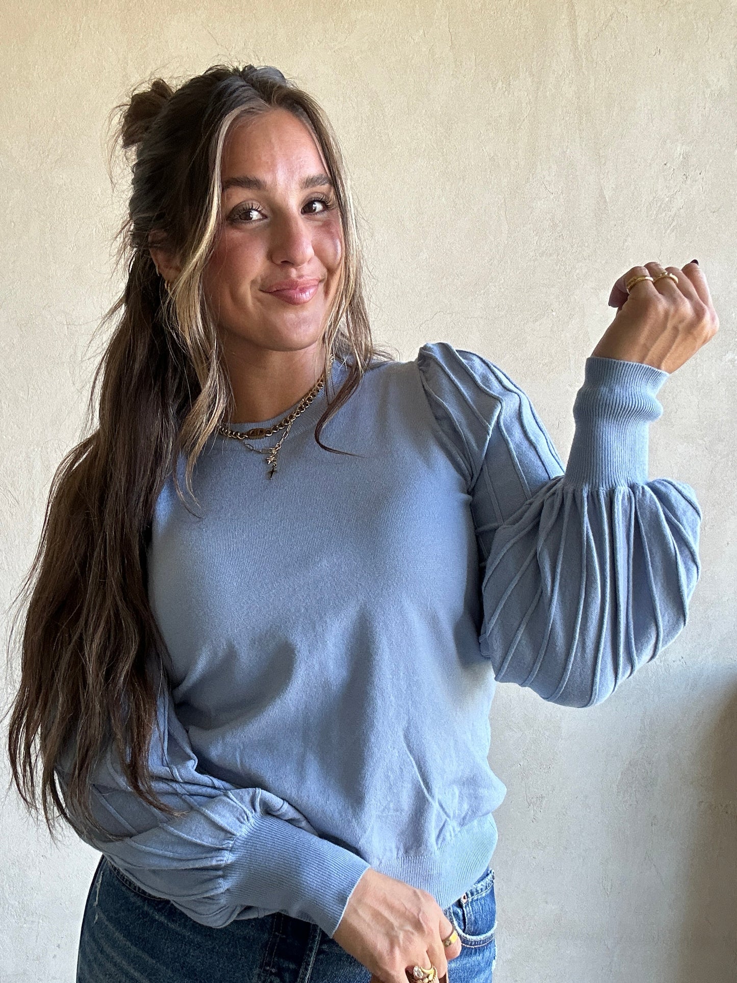 Michelle Sweater in Dusty Blue