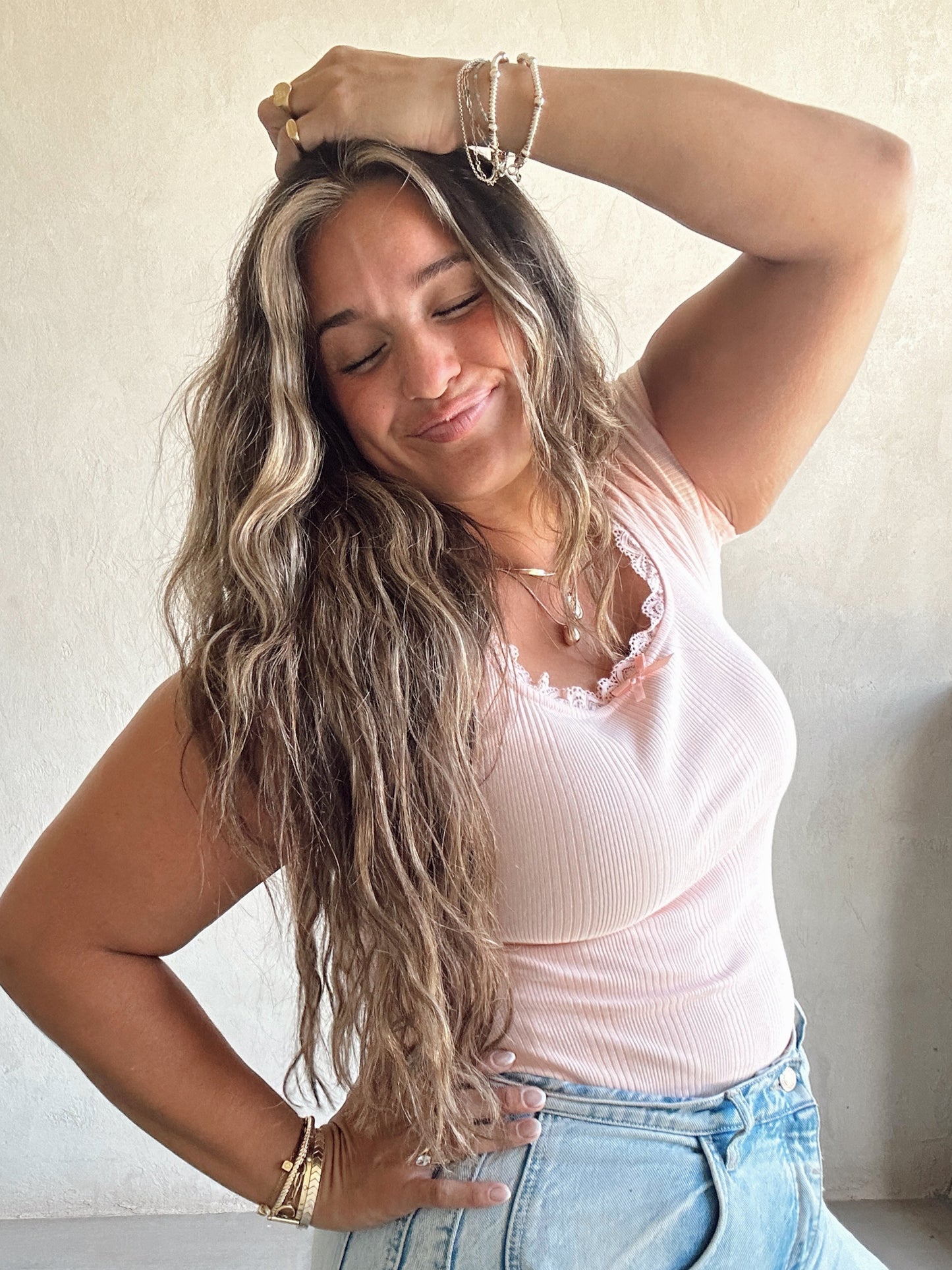 Libbie Lace Top in Pink