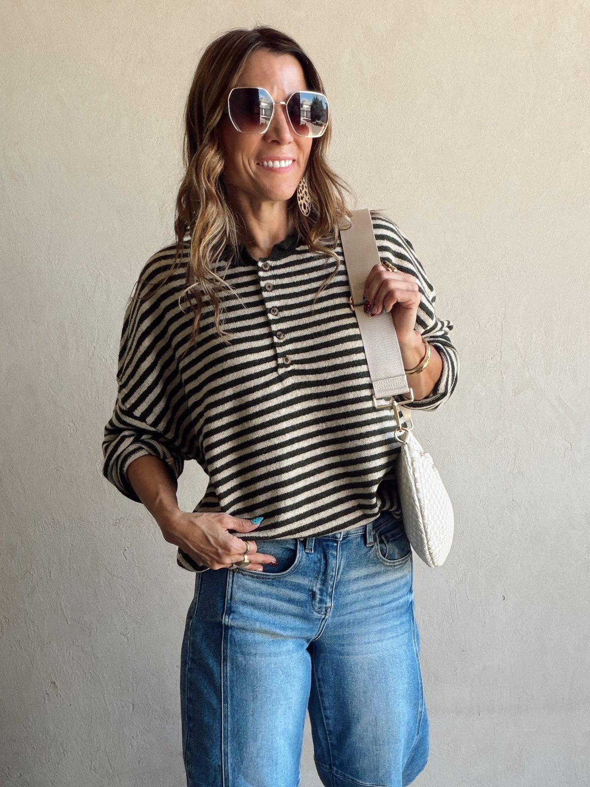 Hanna Henley Sweater in Olive