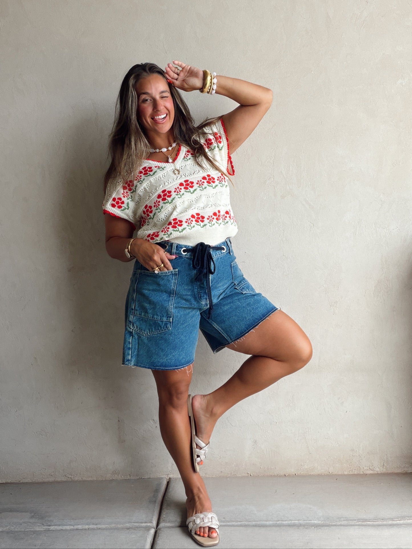 Kendall Floral Top in Cream Floral