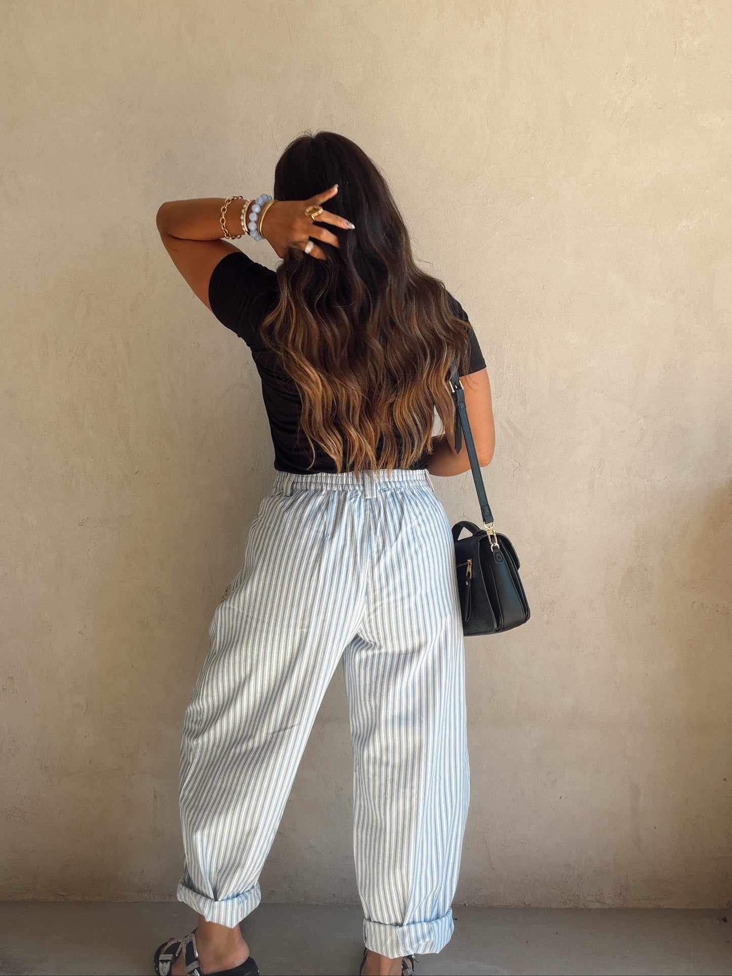 Jess Pants in Baby Blue & White