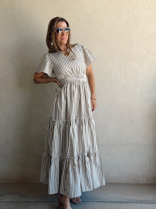 Eden Dress in Cream & Mocha