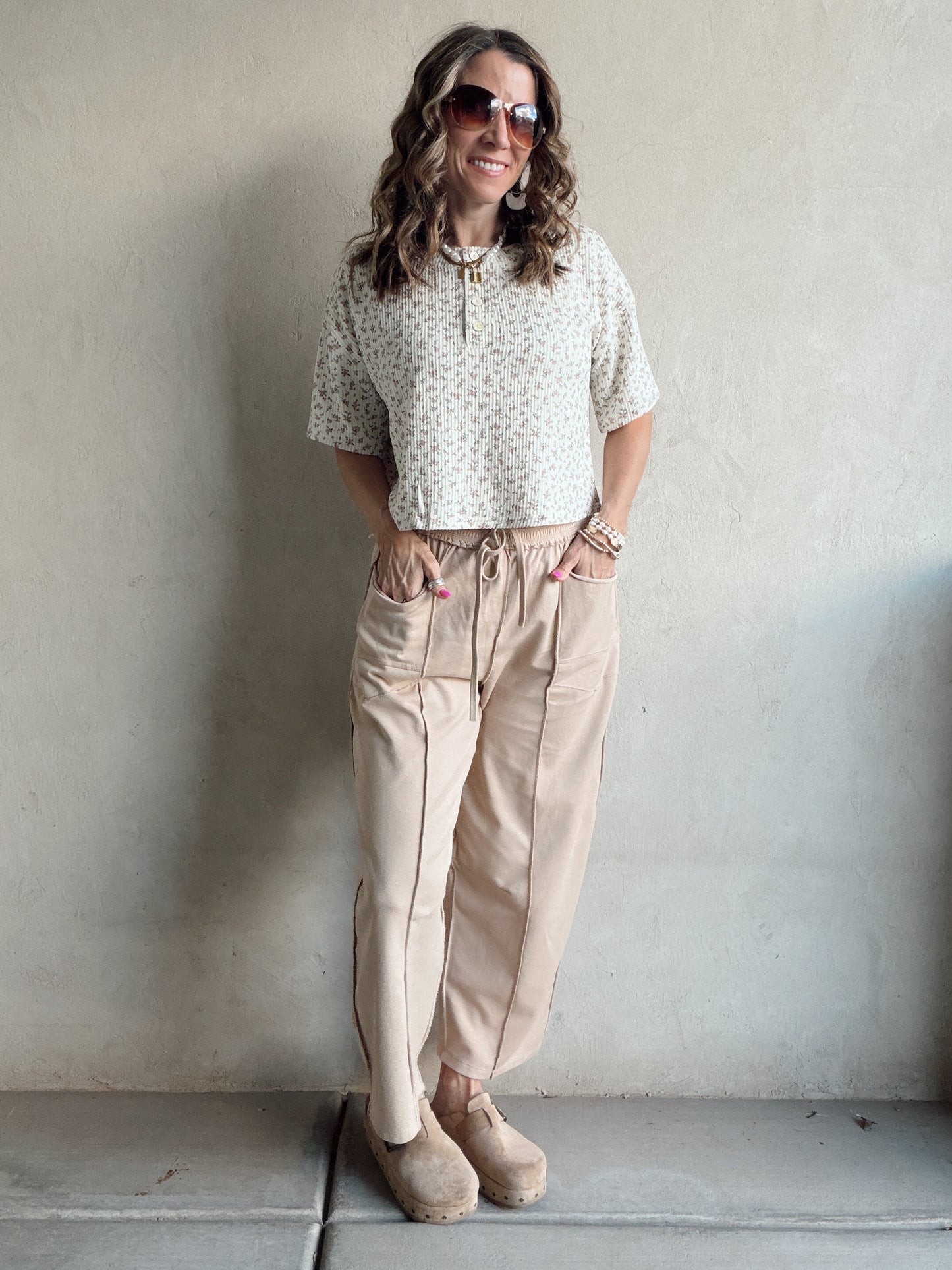 Luca Top in Tan & Mauve Floral