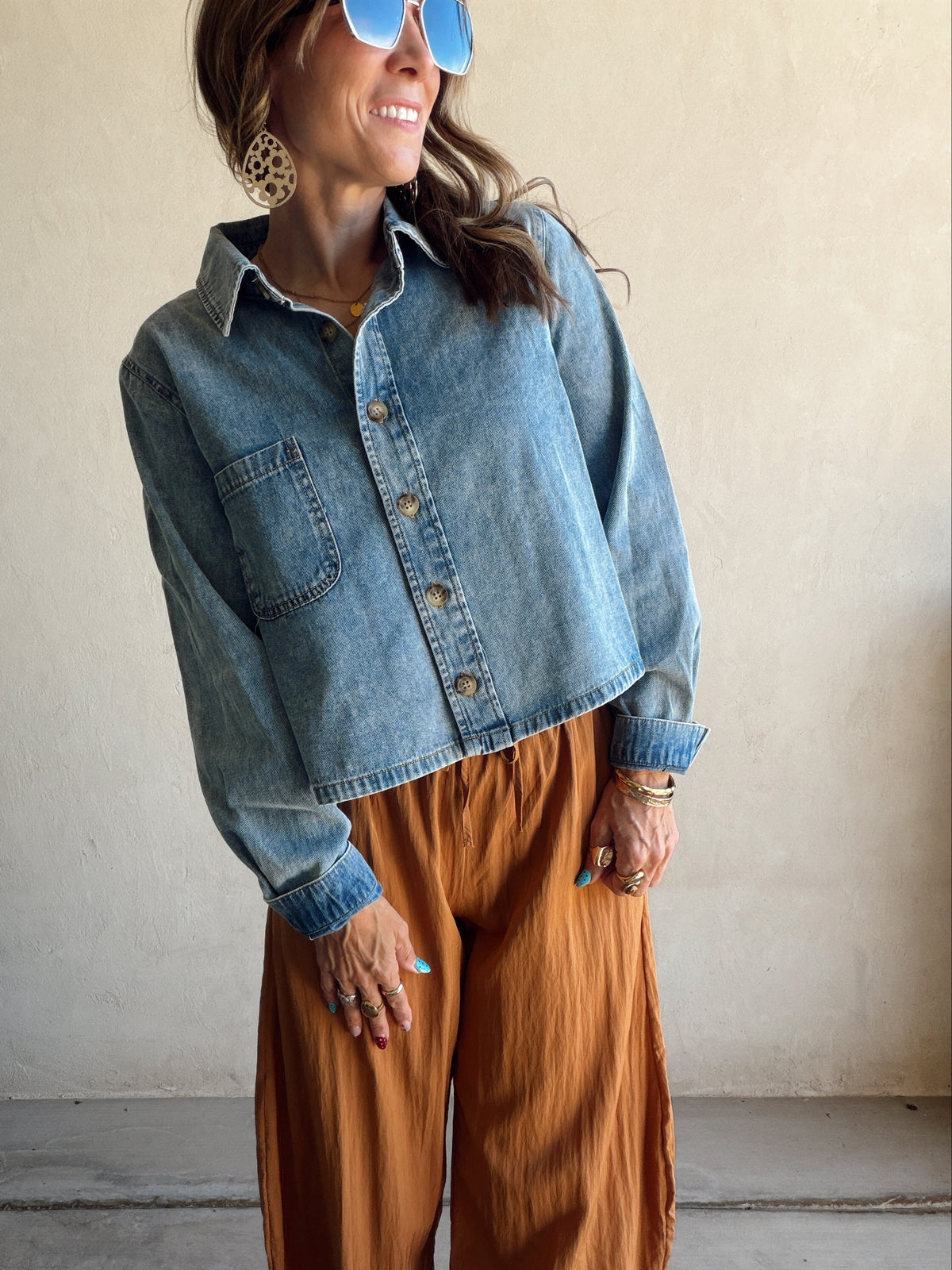 Trina Collared Denim Top