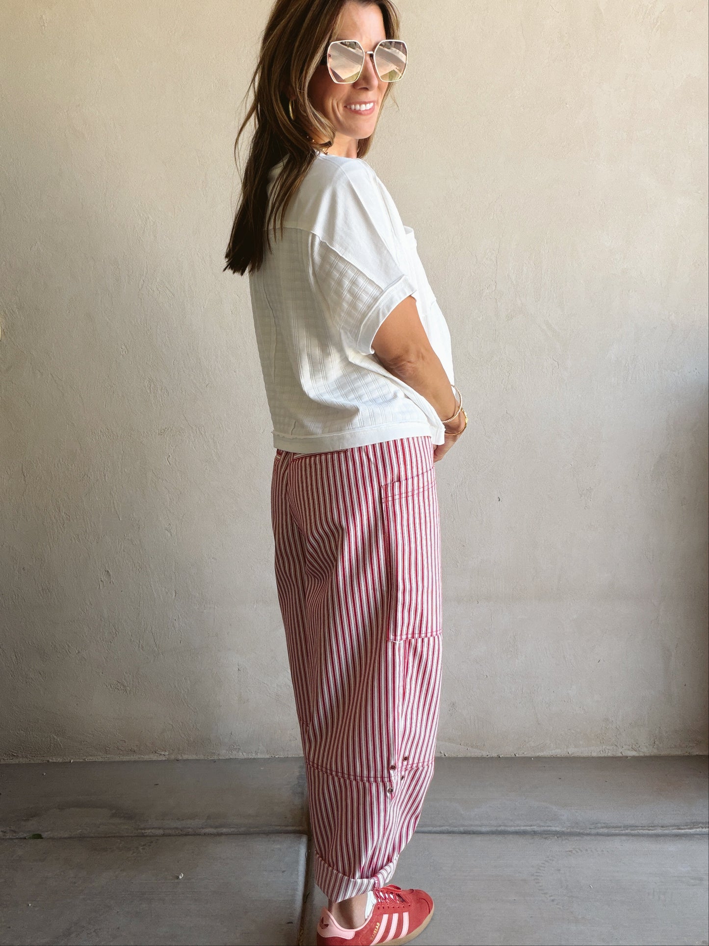 Kellie Boxy Textured Tee in White