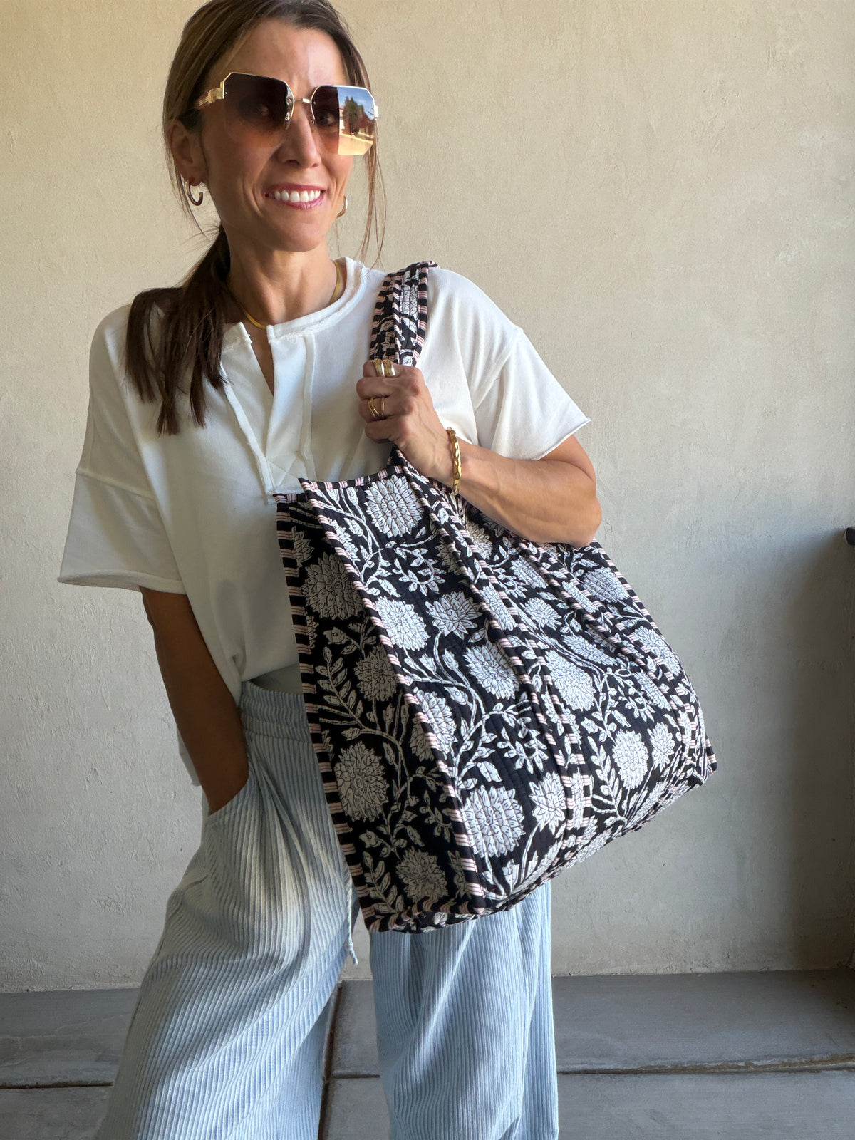 Mindee Quilted Bag – Black & White