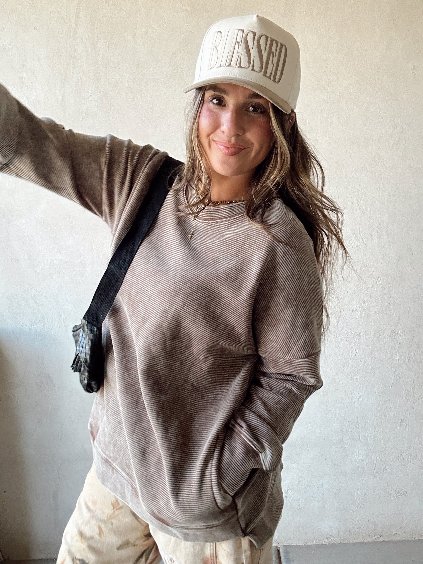 Dallas Double Ribbed Pullover in Chocolate