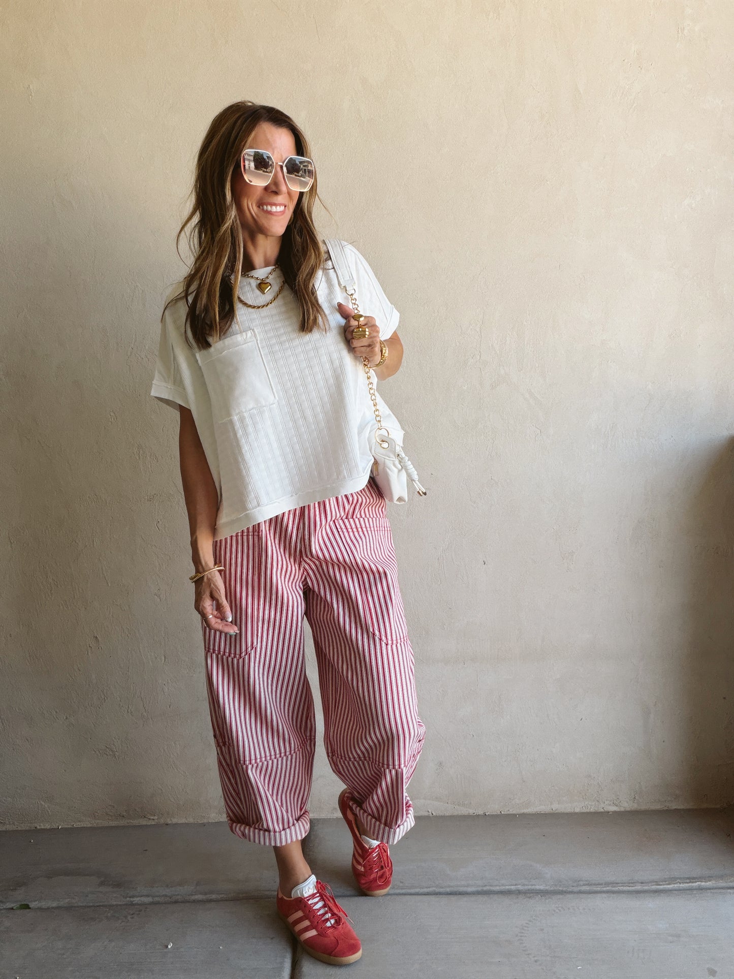 Kellie Boxy Textured Tee in White
