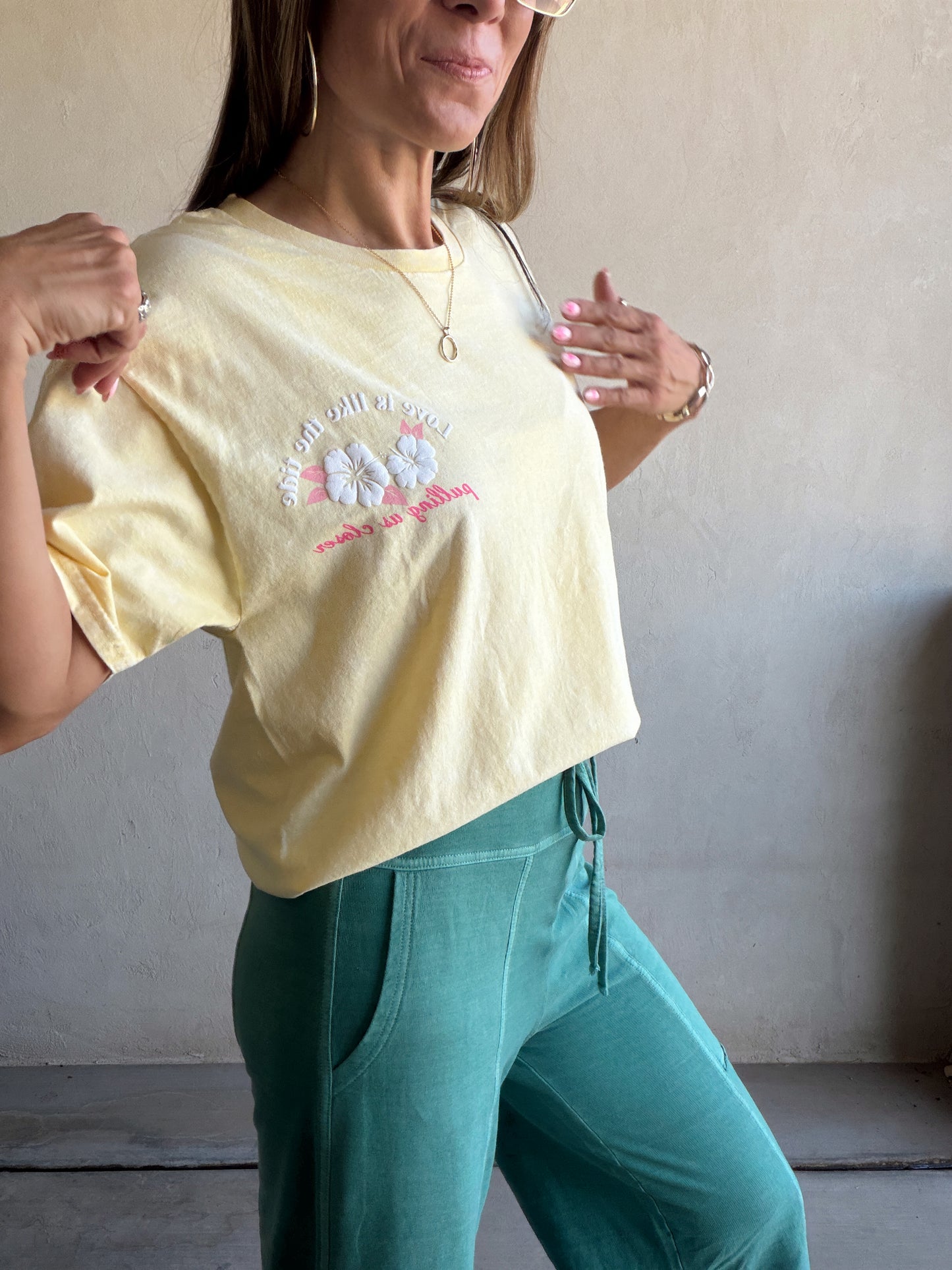Love is like the Tide Tee in Soft Yellow