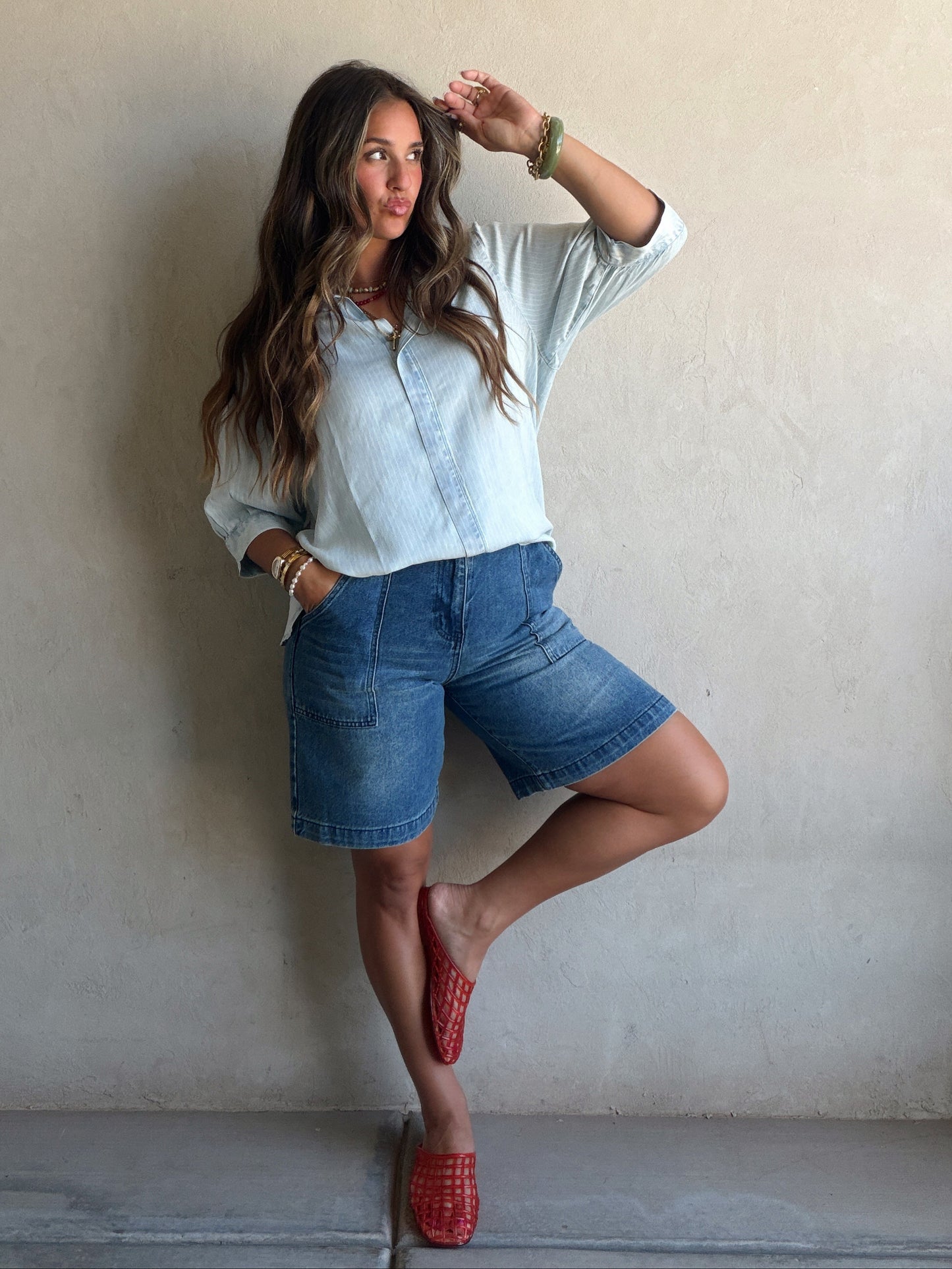 Hadley Tencel Top in Light Indigo