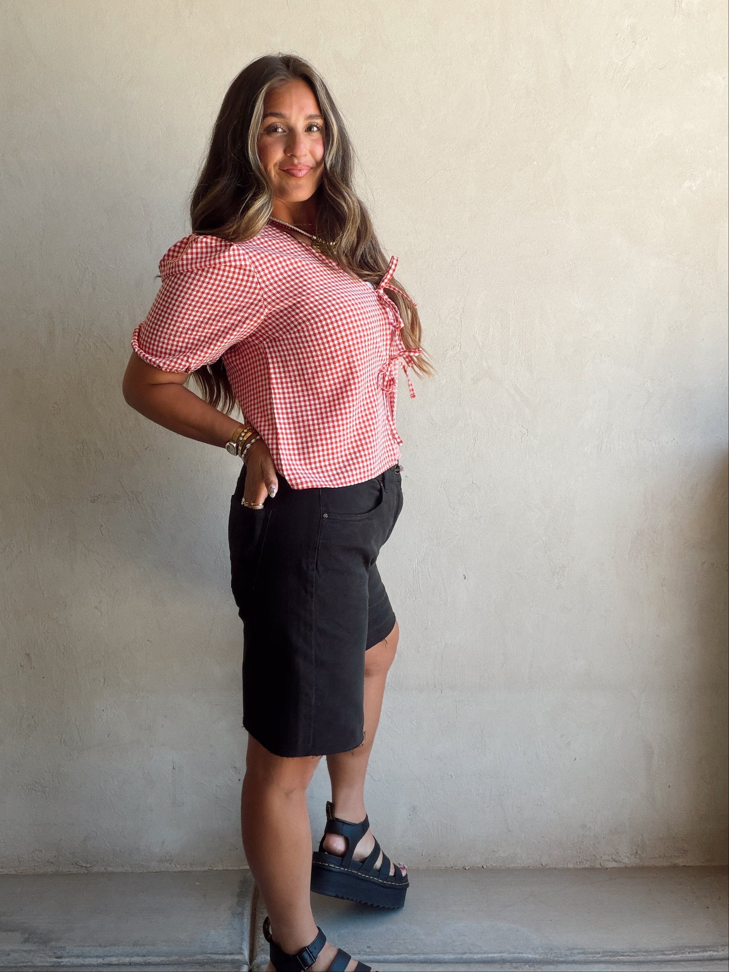 Emily Top in Red & White
