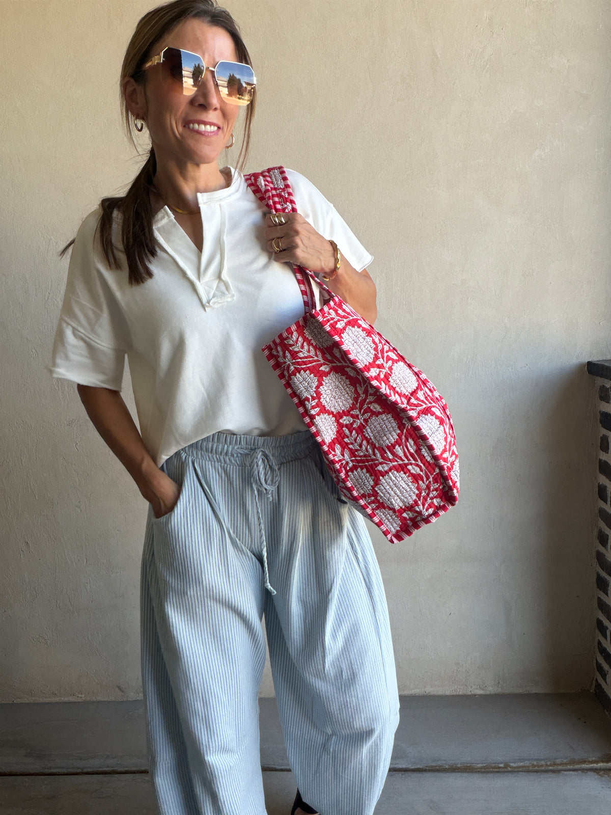Mindee Quilted Bag – Red Floral