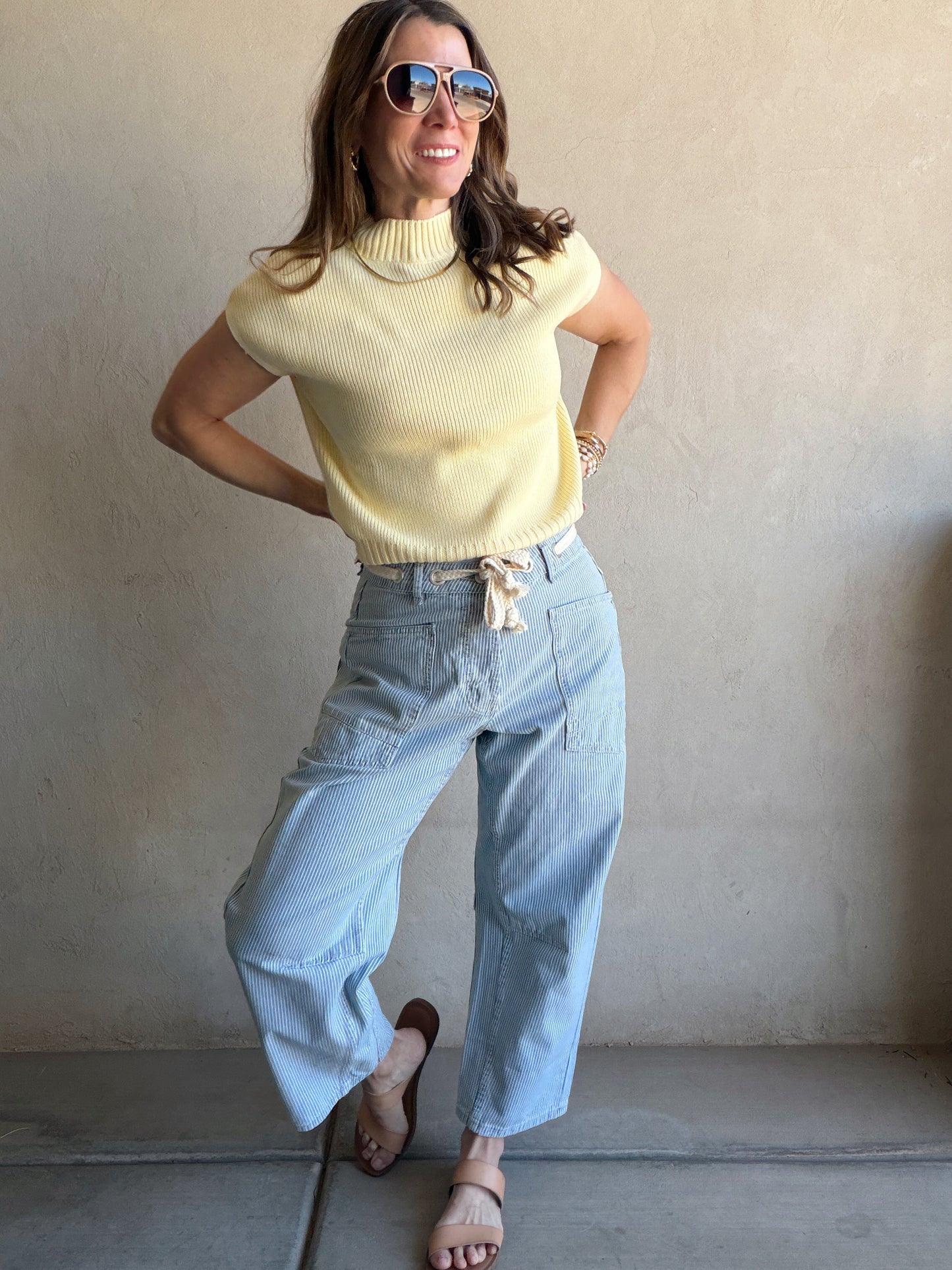 Georgia Striped Barrel Pants Blue & White