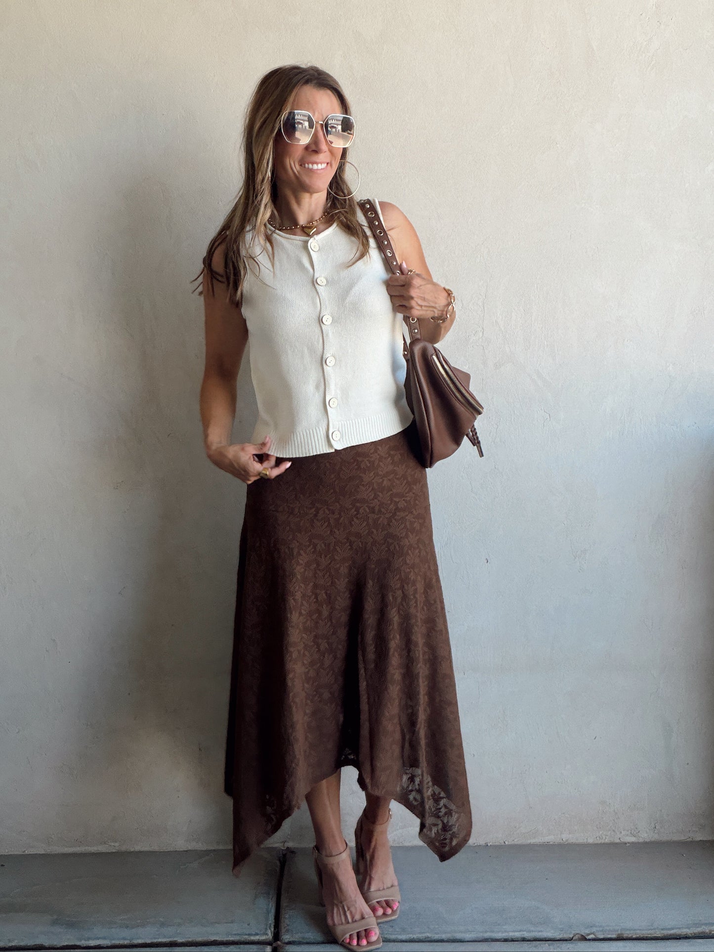 Lachelle Lace Skirt in Brown