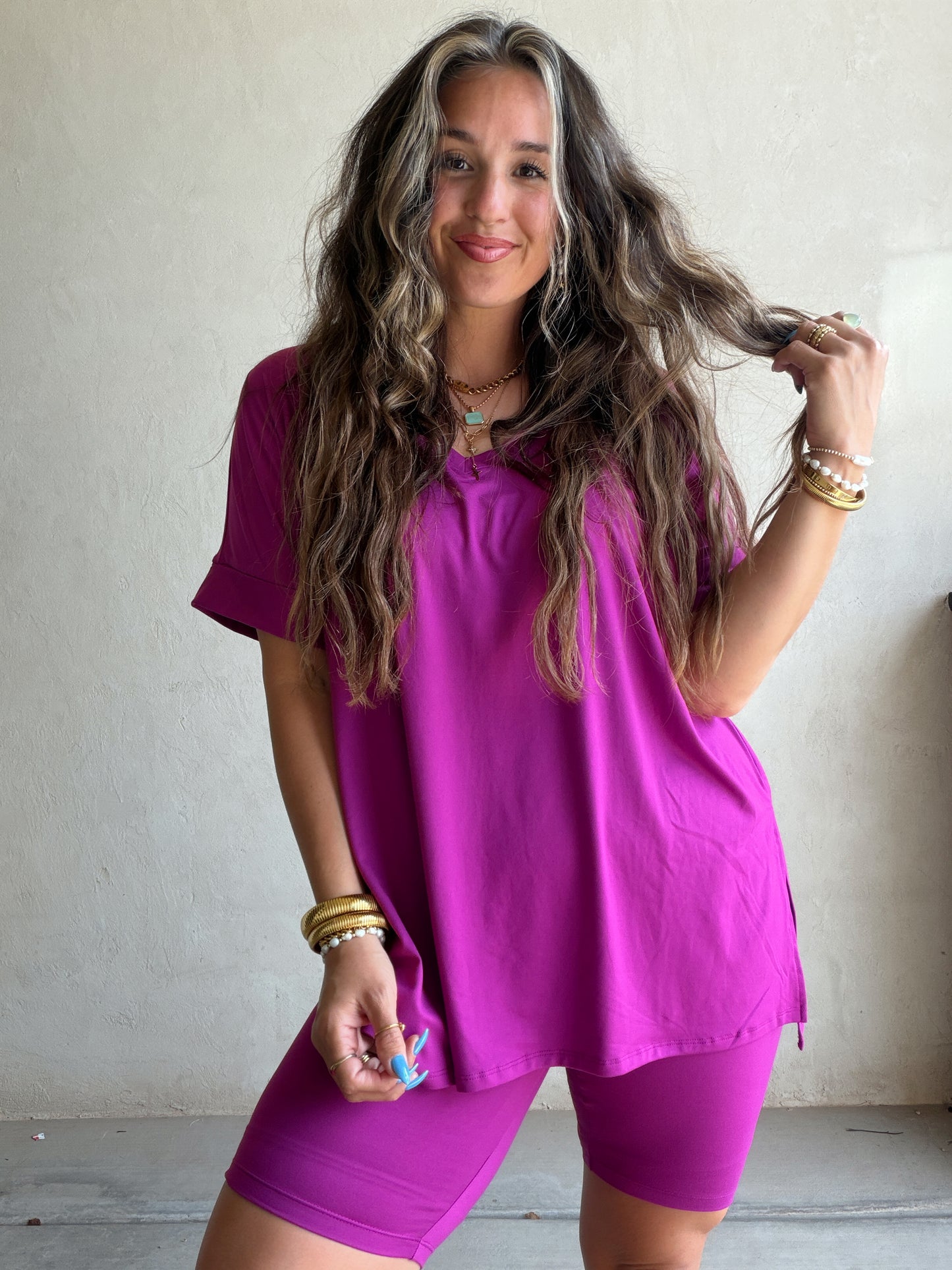 Jillian Heavenly Biker Set in Dark Magenta