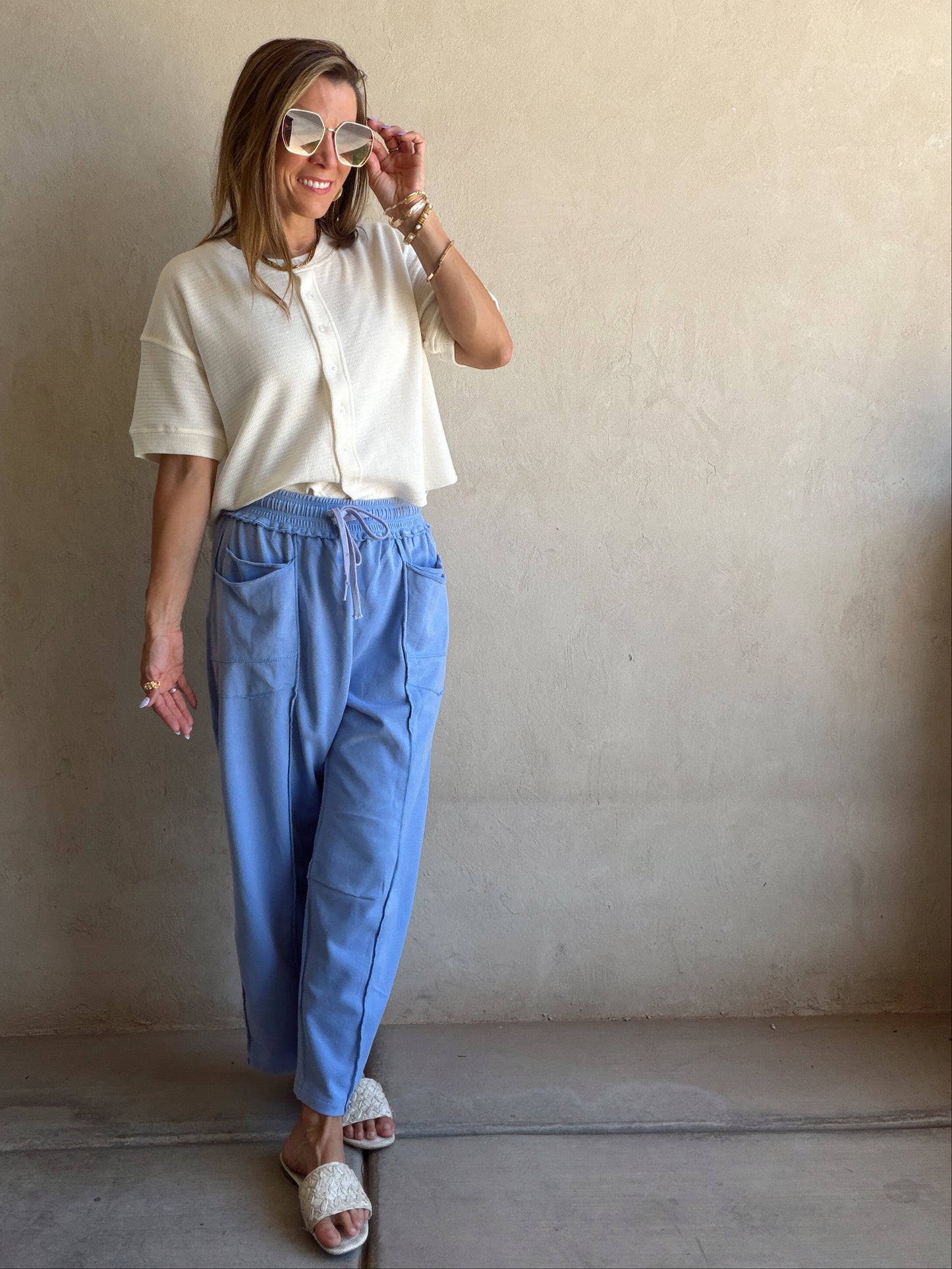 Heather Barrel Sweats in Periwinkle