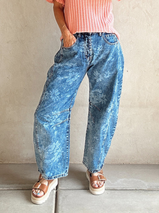 Jasmine Floral Barrel Jeans