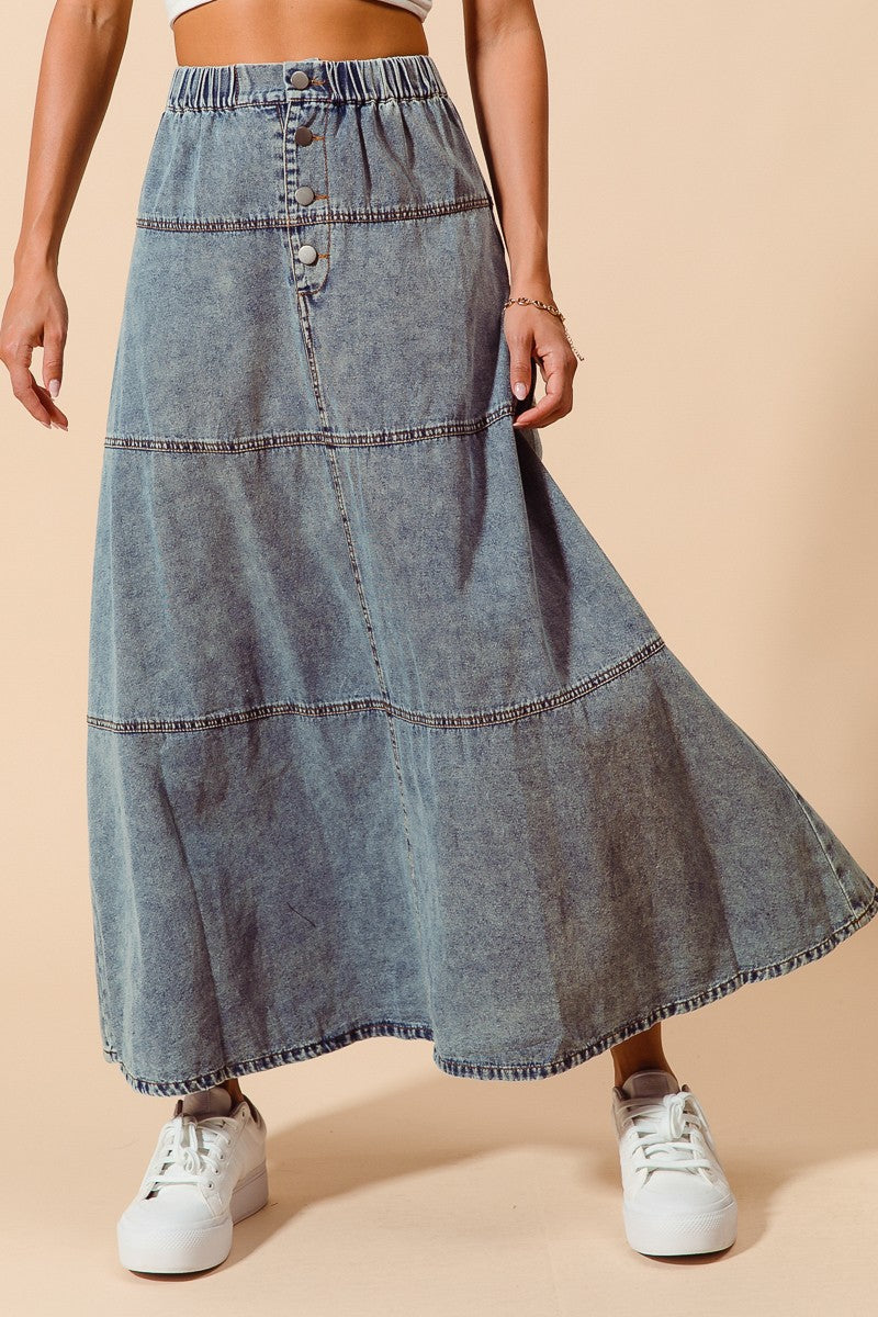 Lexcie Denim Tiered Skirt