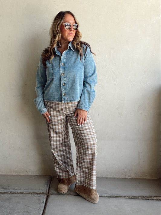 Ginger Plaid Pants in Browns & Ivory