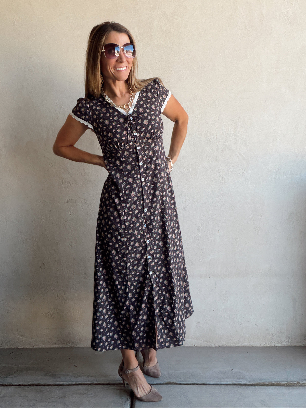 April Dress in Black Floral