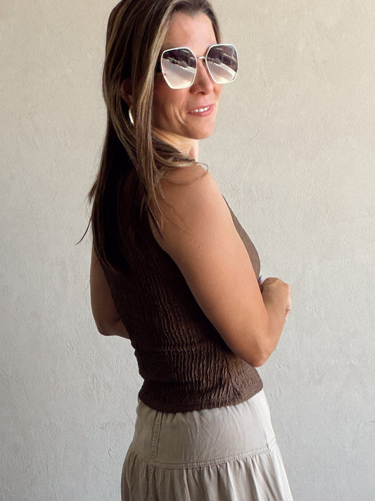 Serafina Tank in Brown